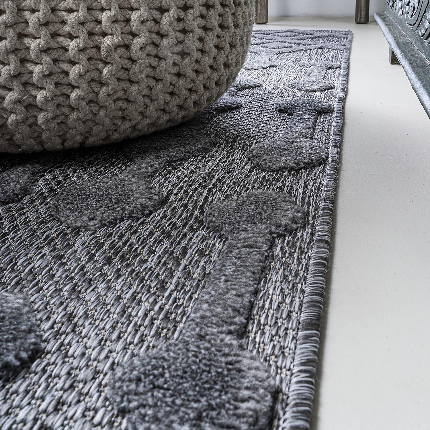 imageJONATHAN Y Moroccan Diamond Indoor Outdoor Round Area Rug 5 Ft Light Gray Peralta for Backyard Patio Porch EasyCleaning High Traffic PetFriendly NonShedding IBZ103C5RDark Gray