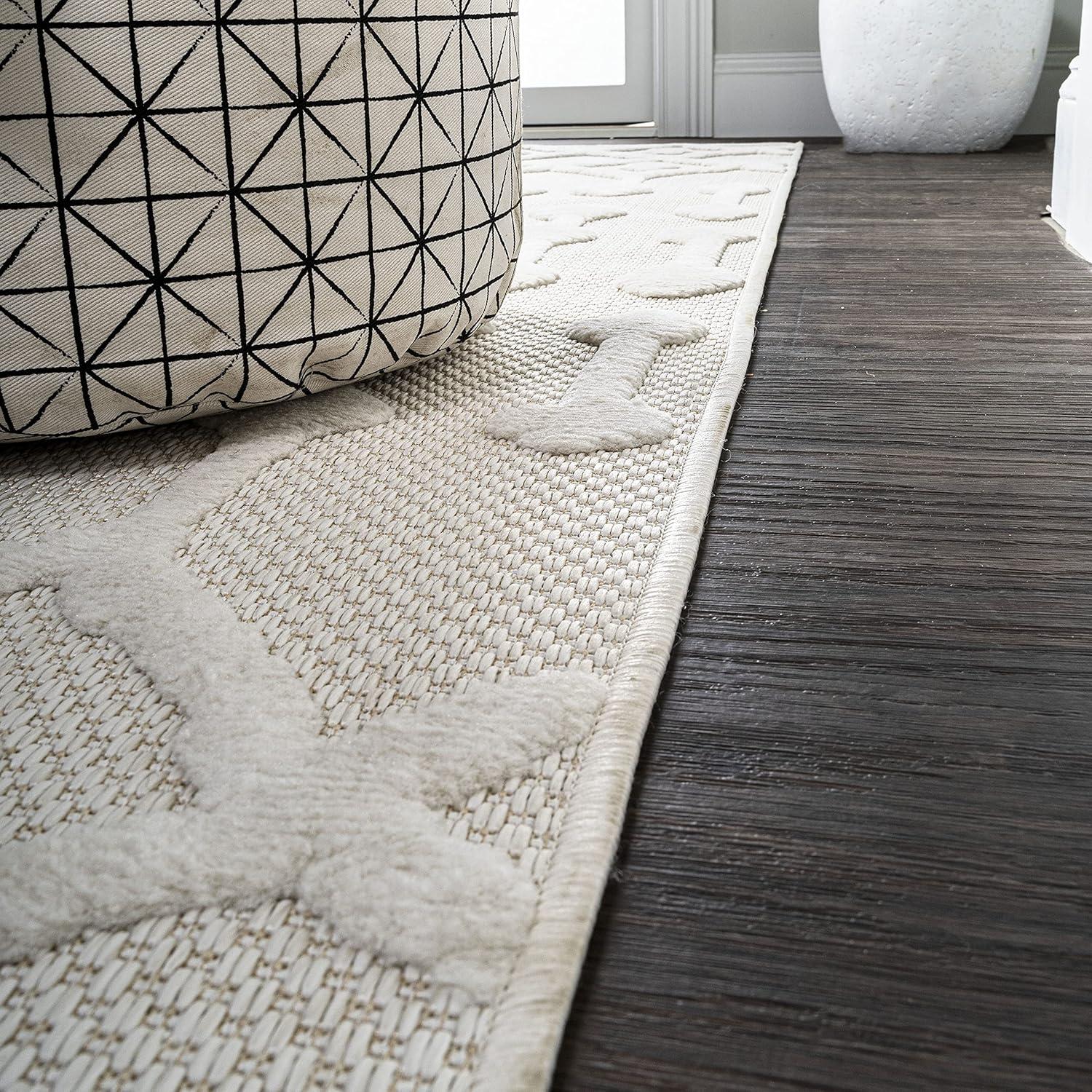 imageJONATHAN Y Moroccan Diamond Indoor Outdoor Round Area Rug 5 Ft Light Gray Peralta for Backyard Patio Porch EasyCleaning High Traffic PetFriendly NonShedding IBZ103C5RIvory