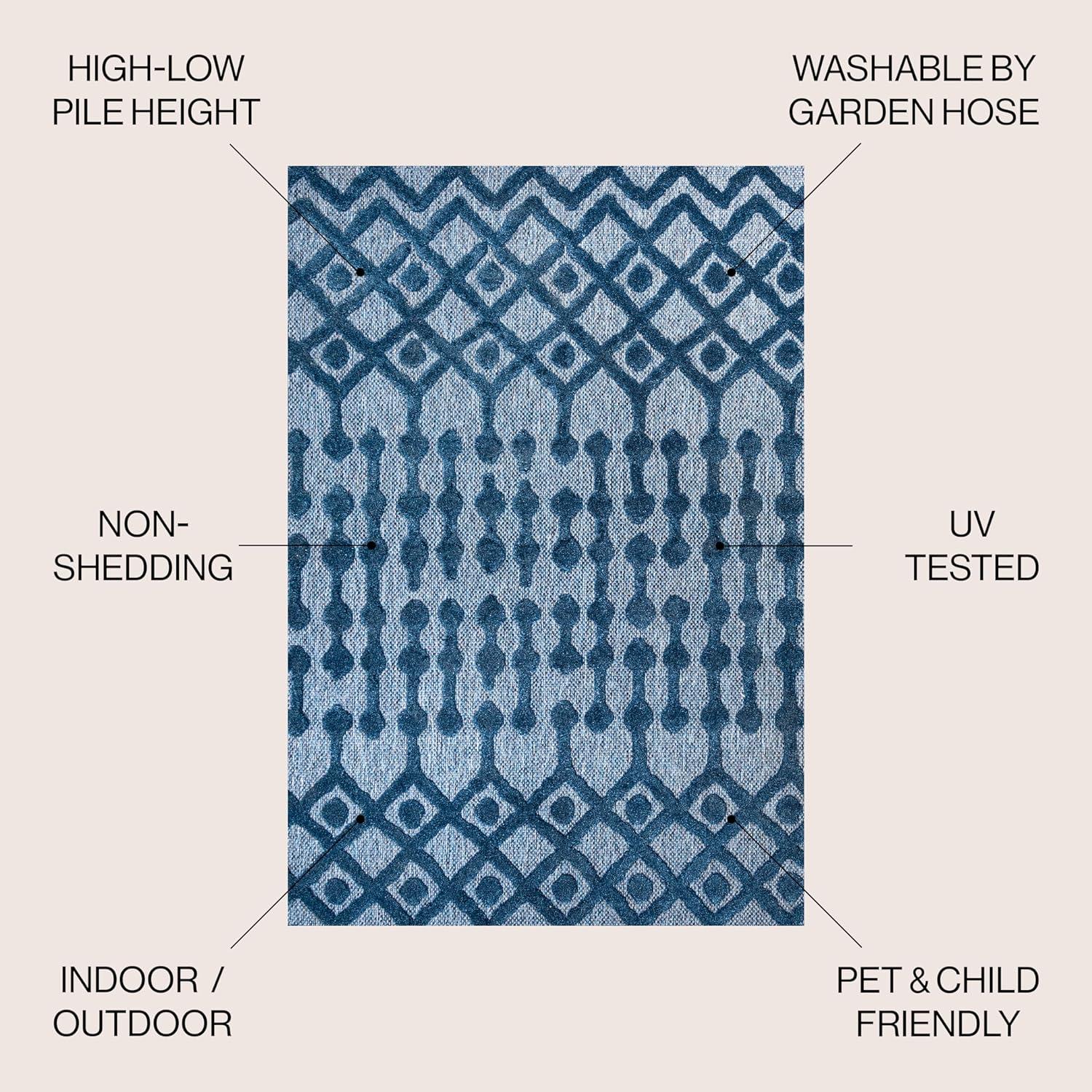 imageJONATHAN Y Moroccan Diamond Indoor Outdoor Round Area Rug 5 Ft Light Gray Peralta for Backyard Patio Porch EasyCleaning High Traffic PetFriendly NonShedding IBZ103C5RNavy