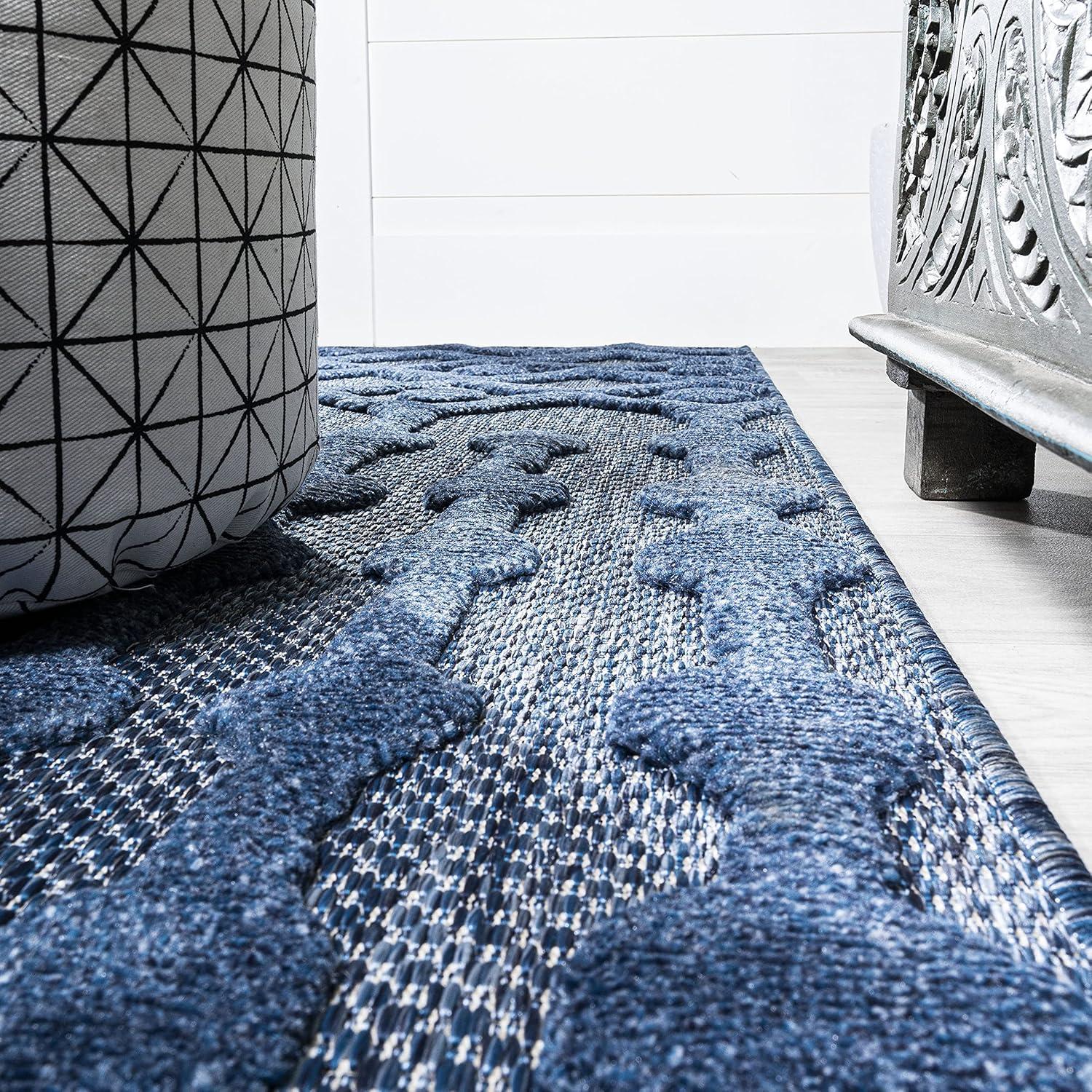 imageJONATHAN Y Moroccan Diamond Indoor Outdoor Round Area Rug 5 Ft Light Gray Peralta for Backyard Patio Porch EasyCleaning High Traffic PetFriendly NonShedding IBZ103C5RNavy