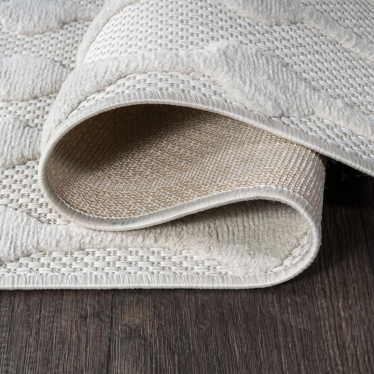 imageJONATHAN Y Moroccan Diamond Indoor Outdoor Round Area Rug 5 Ft Light Gray Peralta for Backyard Patio Porch EasyCleaning High Traffic PetFriendly NonShedding IBZ103C5RIvory