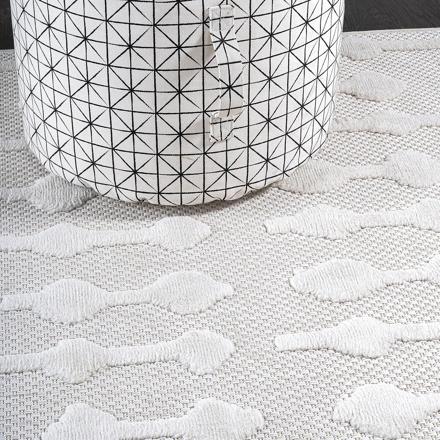 imageJONATHAN Y Moroccan Diamond Indoor Outdoor Round Area Rug 5 Ft Light Gray Peralta for Backyard Patio Porch EasyCleaning High Traffic PetFriendly NonShedding IBZ103C5RIvory