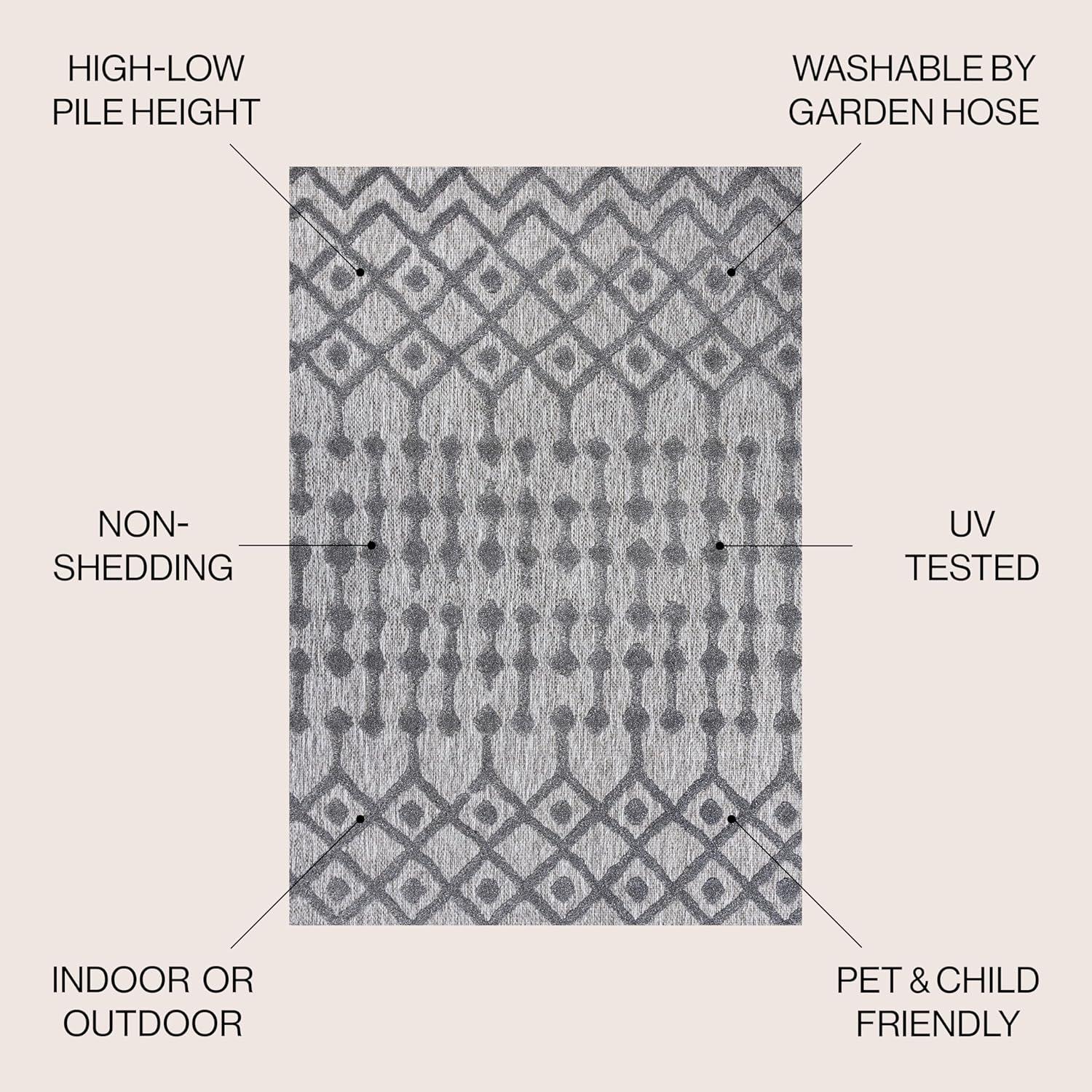 imageJONATHAN Y Moroccan Diamond Indoor Outdoor Round Area Rug 5 Ft Light Gray Peralta for Backyard Patio Porch EasyCleaning High Traffic PetFriendly NonShedding IBZ103C5RDark Gray