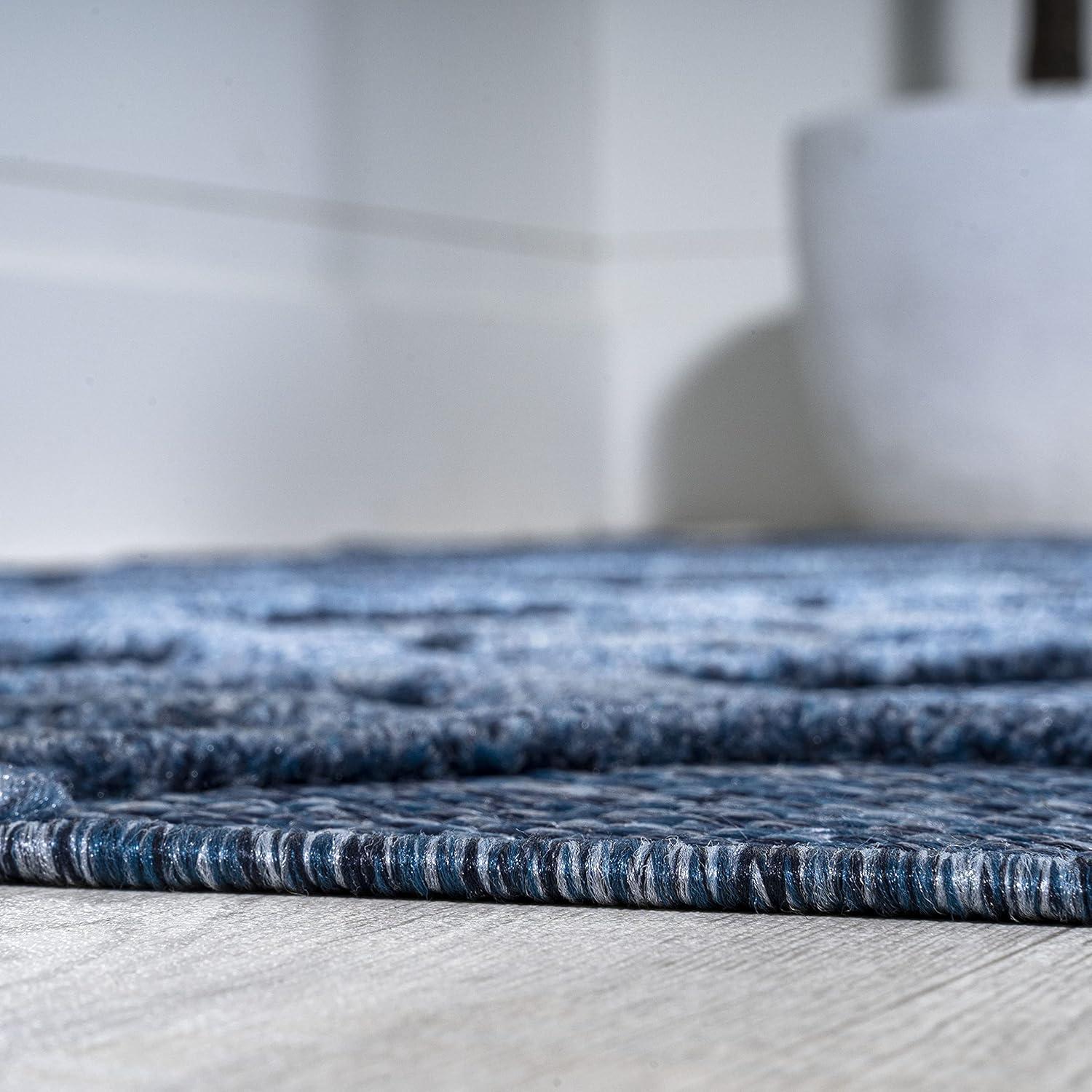 imageJONATHAN Y Moroccan Diamond Indoor Outdoor Round Area Rug 5 Ft Light Gray Peralta for Backyard Patio Porch EasyCleaning High Traffic PetFriendly NonShedding IBZ103C5RNavy