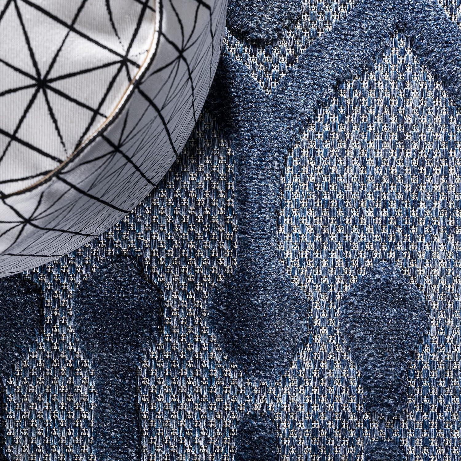 imageJONATHAN Y Moroccan Diamond Indoor Outdoor Round Area Rug 5 Ft Light Gray Peralta for Backyard Patio Porch EasyCleaning High Traffic PetFriendly NonShedding IBZ103C5RNavy