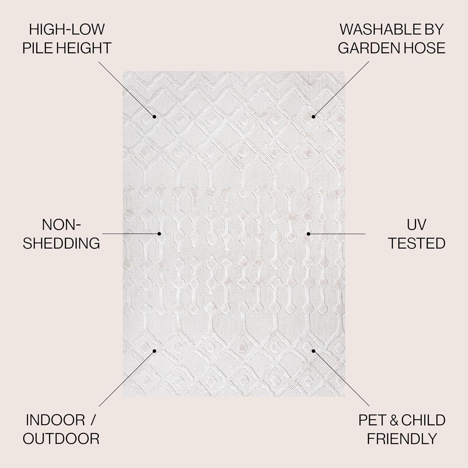 imageJONATHAN Y Moroccan Diamond Indoor Outdoor Round Area Rug 5 Ft Light Gray Peralta for Backyard Patio Porch EasyCleaning High Traffic PetFriendly NonShedding IBZ103C5RIvory