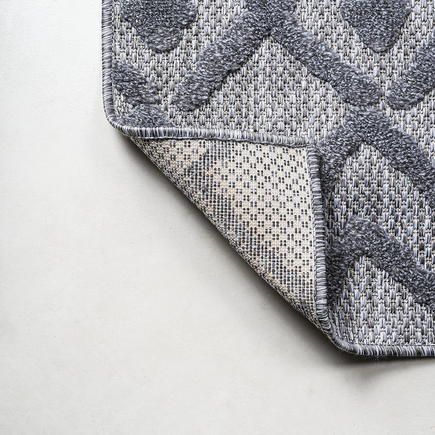 imageJONATHAN Y Moroccan Diamond Indoor Outdoor Round Area Rug 5 Ft Light Gray Peralta for Backyard Patio Porch EasyCleaning High Traffic PetFriendly NonShedding IBZ103C5RDark Gray