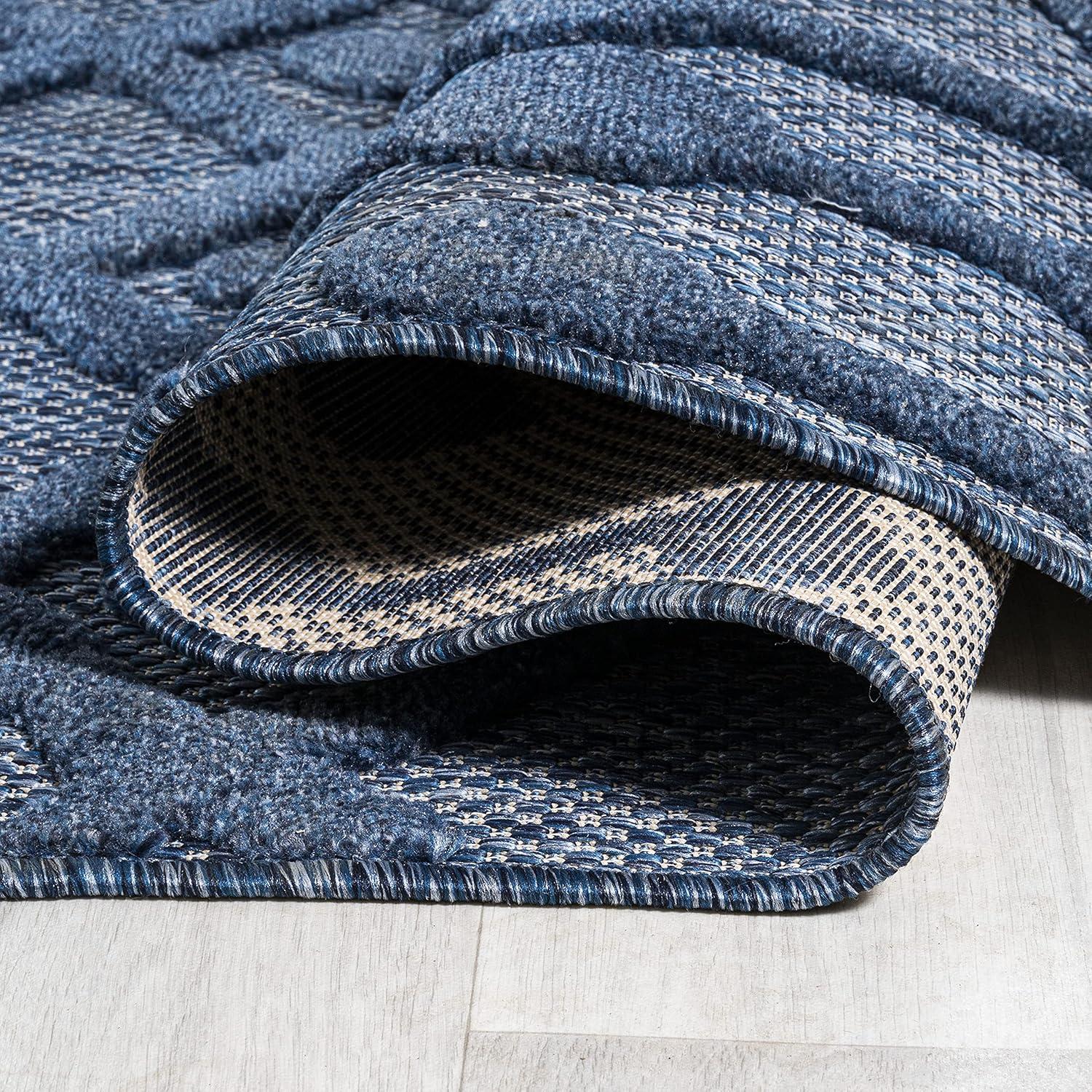 imageJONATHAN Y Moroccan Diamond Indoor Outdoor Round Area Rug 5 Ft Light Gray Peralta for Backyard Patio Porch EasyCleaning High Traffic PetFriendly NonShedding IBZ103C5RNavy