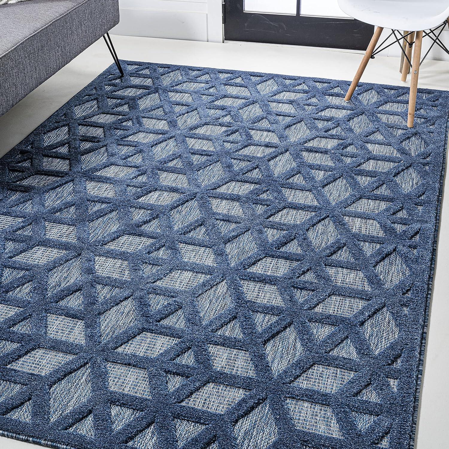 imageJONATHAN Y Neutral Geometric Indoor Outdoor Round Area Rug 5 Ft Dark Gray Talaia for Backyard Patio Porch EasyCleaning High Traffic PetFriendly NonShedding IBZ102A5RNavy
