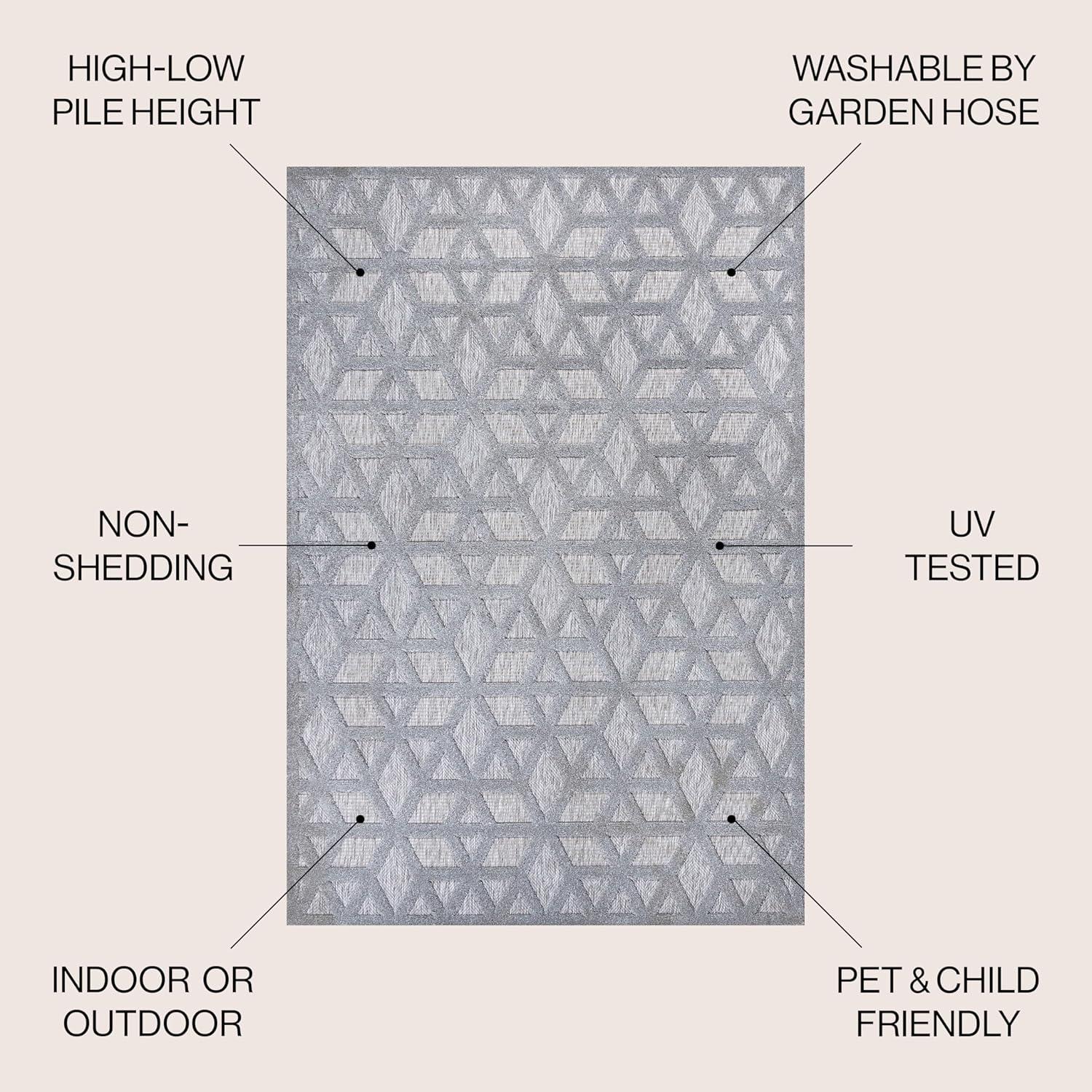 imageJONATHAN Y Neutral Geometric Indoor Outdoor Round Area Rug 5 Ft Dark Gray Talaia for Backyard Patio Porch EasyCleaning High Traffic PetFriendly NonShedding IBZ102A5RLight Gray