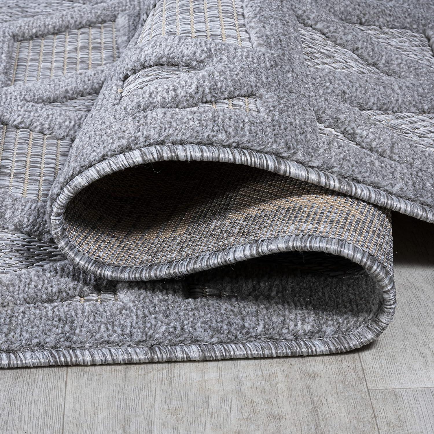 imageJONATHAN Y Neutral Geometric Indoor Outdoor Round Area Rug 5 Ft Dark Gray Talaia for Backyard Patio Porch EasyCleaning High Traffic PetFriendly NonShedding IBZ102A5RLight Gray