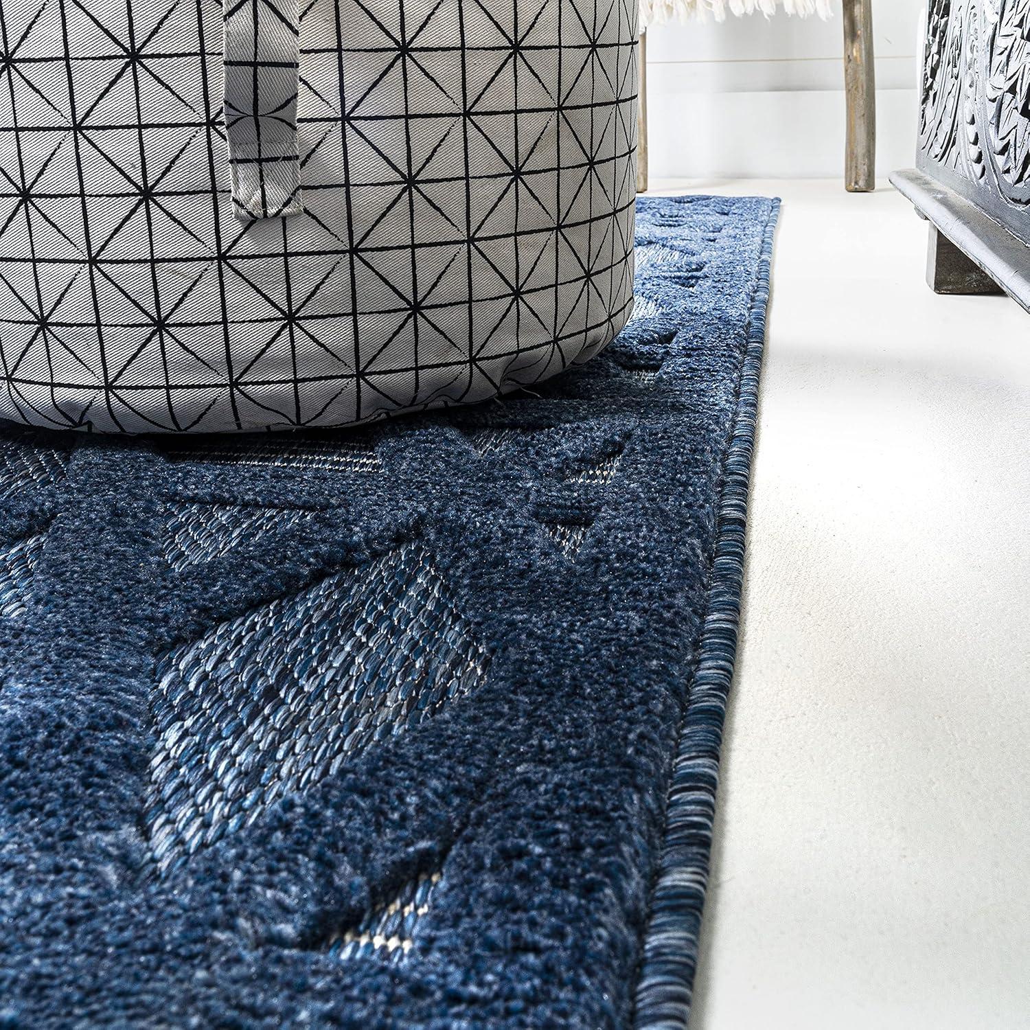 imageJONATHAN Y Neutral Geometric Indoor Outdoor Round Area Rug 5 Ft Dark Gray Talaia for Backyard Patio Porch EasyCleaning High Traffic PetFriendly NonShedding IBZ102A5RNavy