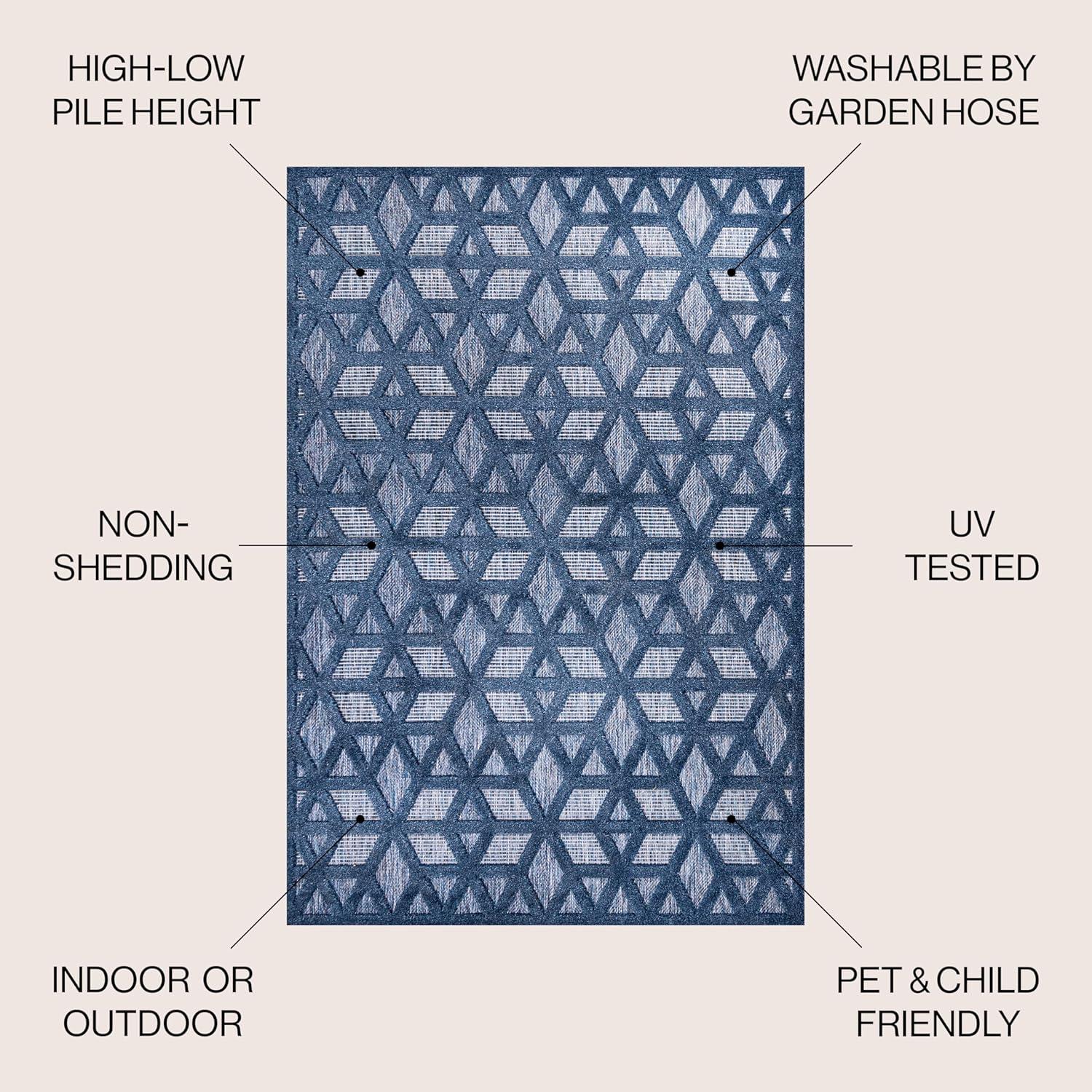 imageJONATHAN Y Neutral Geometric Indoor Outdoor Round Area Rug 5 Ft Dark Gray Talaia for Backyard Patio Porch EasyCleaning High Traffic PetFriendly NonShedding IBZ102A5RNavy