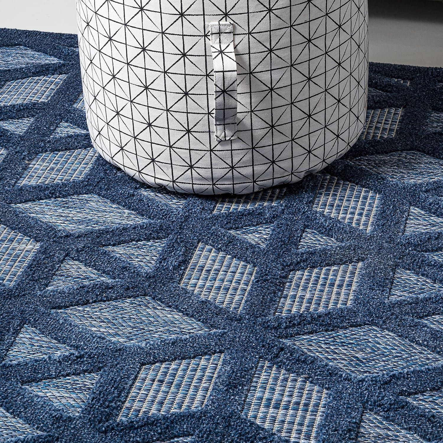 imageJONATHAN Y Neutral Geometric Indoor Outdoor Round Area Rug 5 Ft Dark Gray Talaia for Backyard Patio Porch EasyCleaning High Traffic PetFriendly NonShedding IBZ102A5RNavy