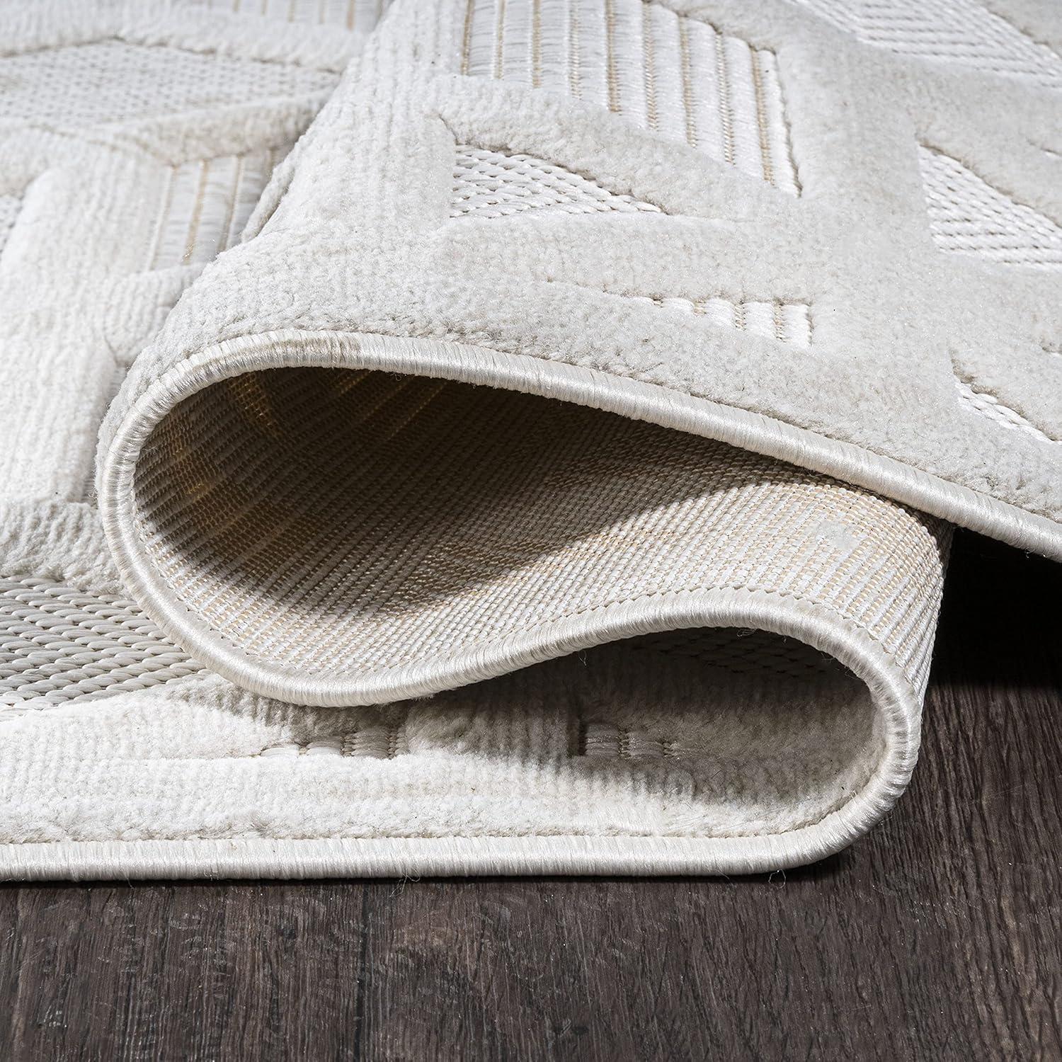 imageJONATHAN Y Neutral Geometric Indoor Outdoor Round Area Rug 5 Ft Dark Gray Talaia for Backyard Patio Porch EasyCleaning High Traffic PetFriendly NonShedding IBZ102A5RIvory