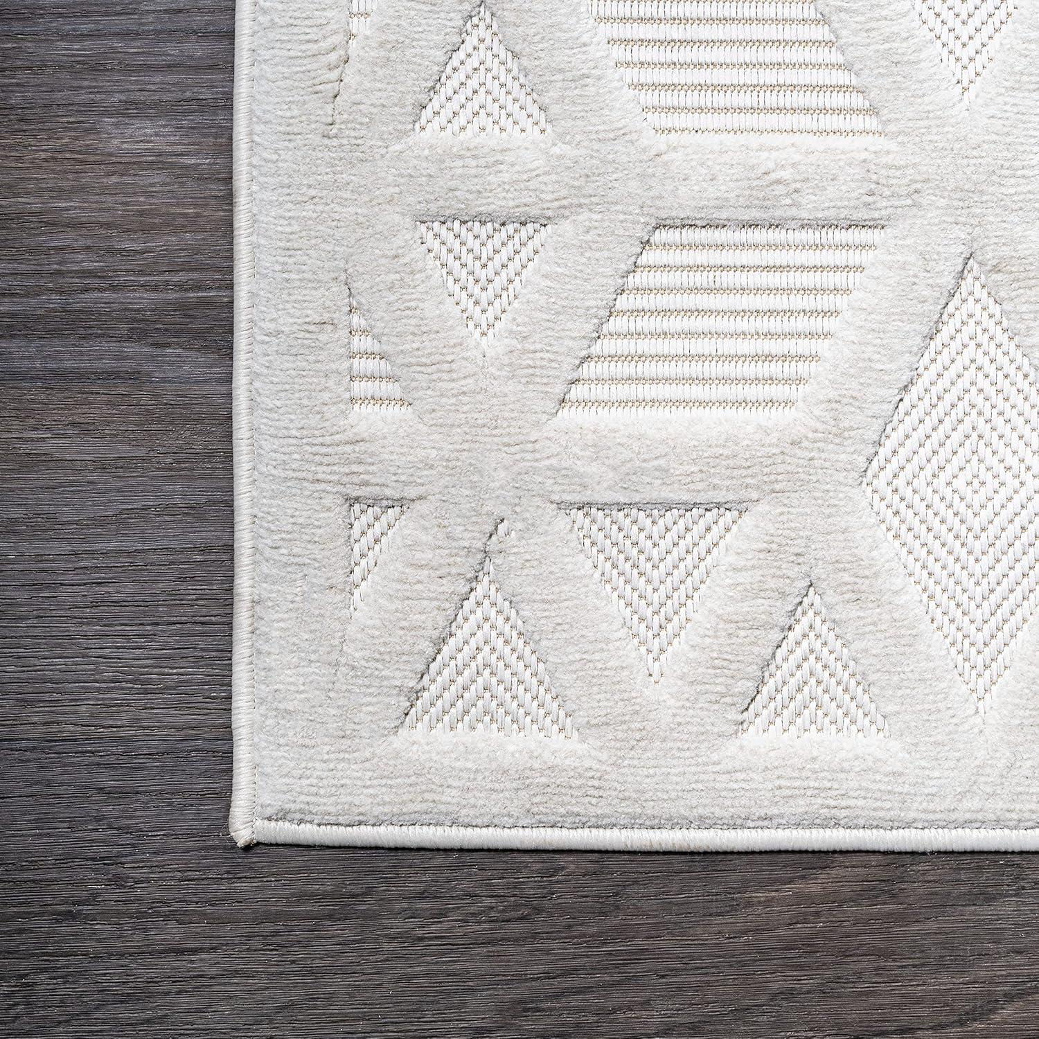 imageJONATHAN Y Neutral Geometric Indoor Outdoor Round Area Rug 5 Ft Dark Gray Talaia for Backyard Patio Porch EasyCleaning High Traffic PetFriendly NonShedding IBZ102A5RIvory