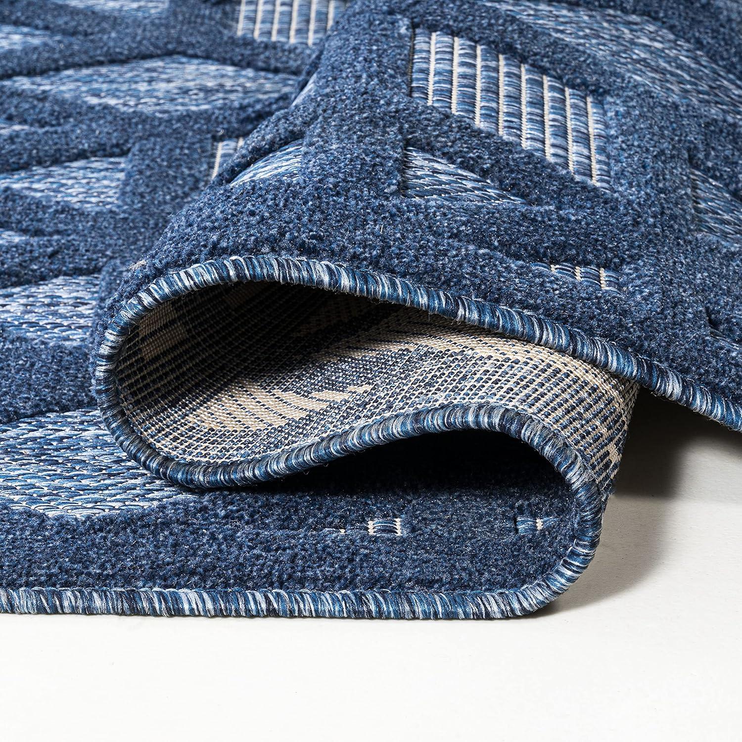 imageJONATHAN Y Neutral Geometric Indoor Outdoor Round Area Rug 5 Ft Dark Gray Talaia for Backyard Patio Porch EasyCleaning High Traffic PetFriendly NonShedding IBZ102A5RNavy