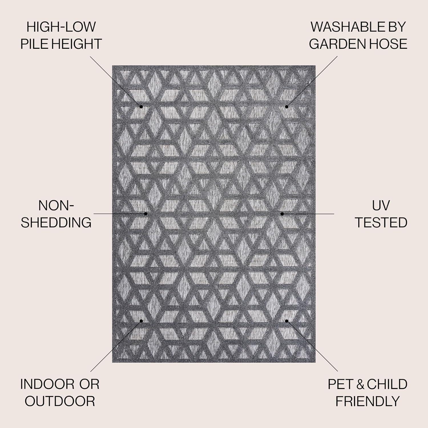 imageJONATHAN Y Neutral Geometric Indoor Outdoor Round Area Rug 5 Ft Dark Gray Talaia for Backyard Patio Porch EasyCleaning High Traffic PetFriendly NonShedding IBZ102A5RDark Gray