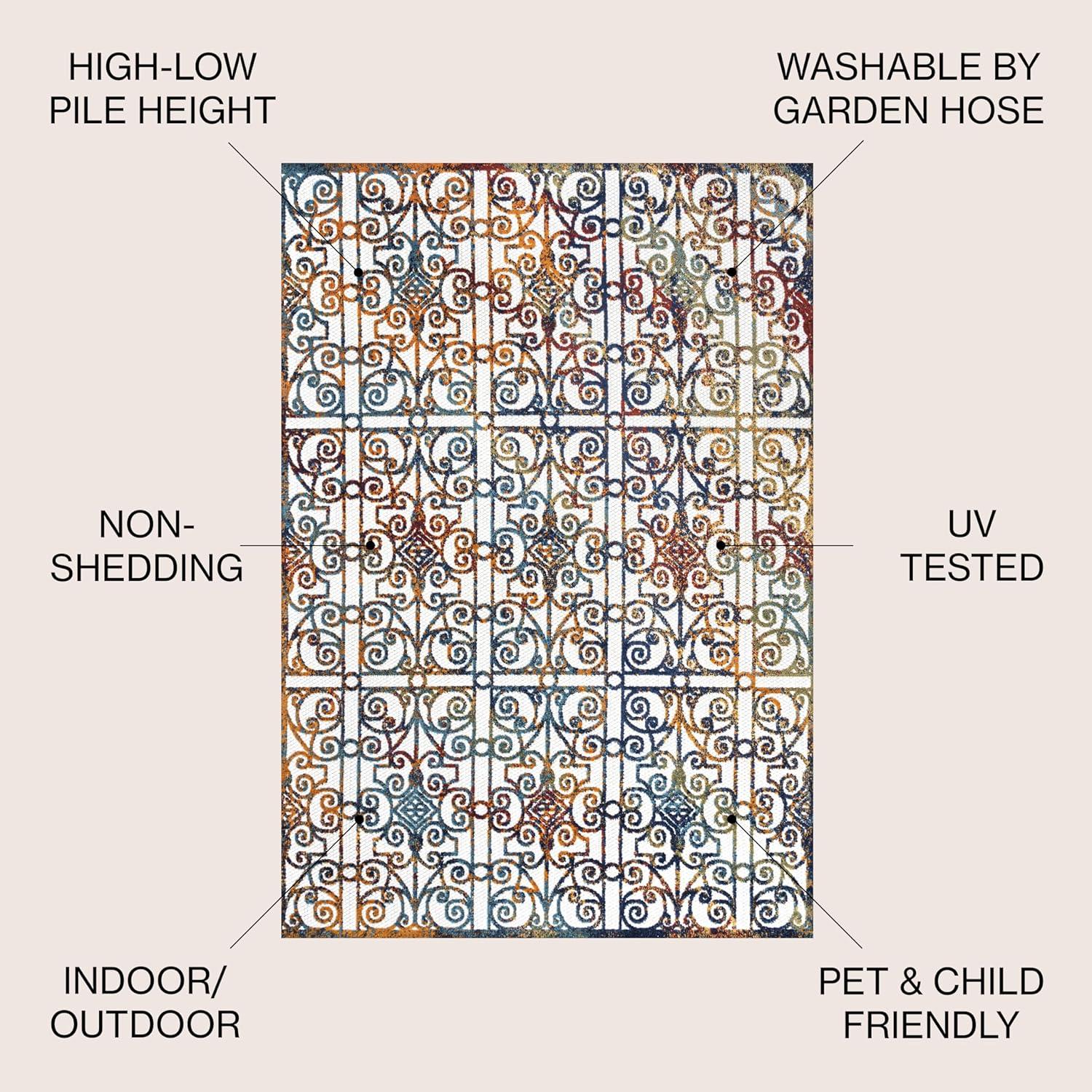 imageJONATHAN Y Ornate Trellis Indoor Outdoor Runner Rug 2X8 CreamBlueOrange Cetara for Backyard Patio Porch EasyCleaning High Traffic PetFriendly NonShedding AMC111A2853 x 76 Rectangular