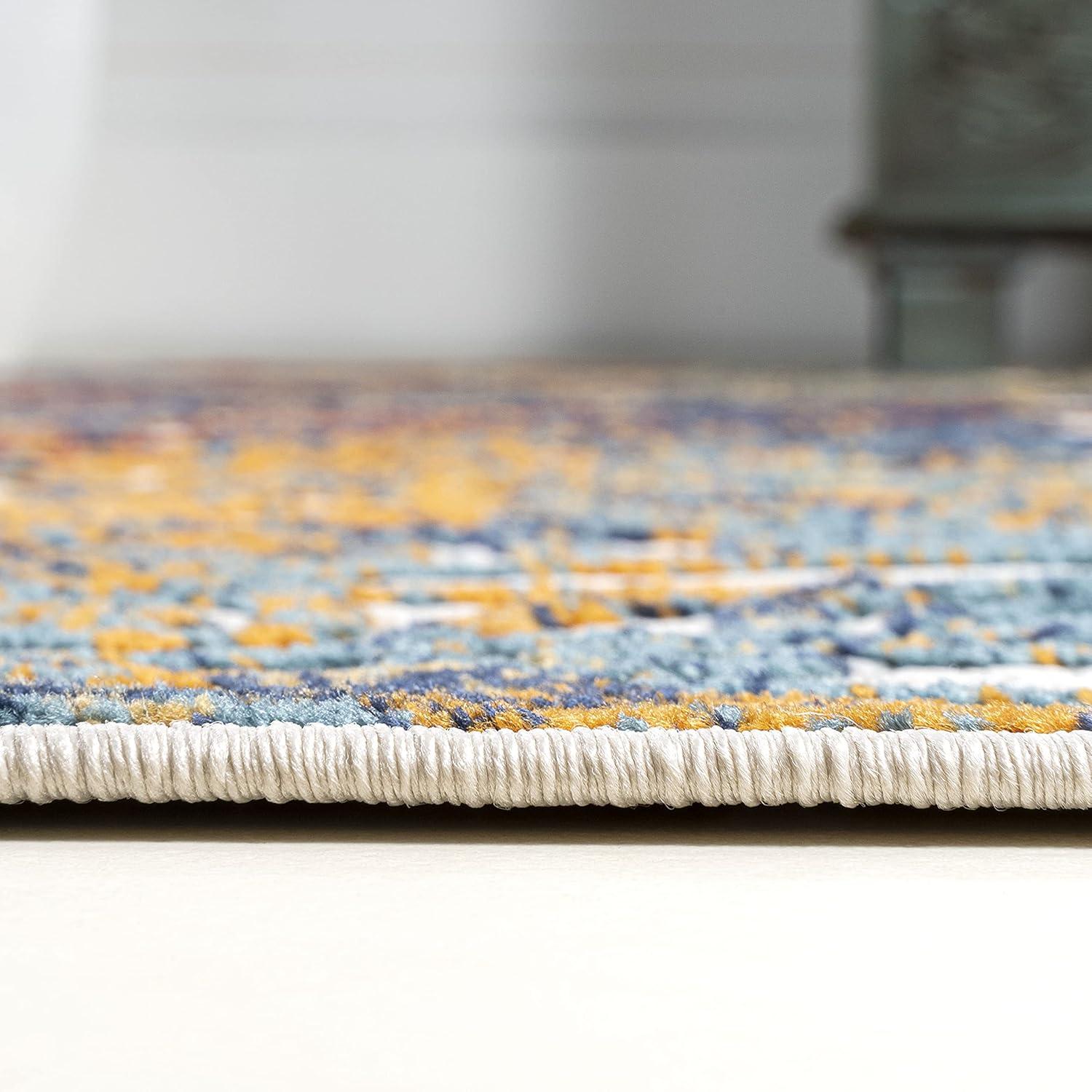 imageJONATHAN Y Ornate Trellis Indoor Outdoor Runner Rug 2X8 CreamBlueOrange Cetara for Backyard Patio Porch EasyCleaning High Traffic PetFriendly NonShedding AMC111A283 x 5 Rectangular