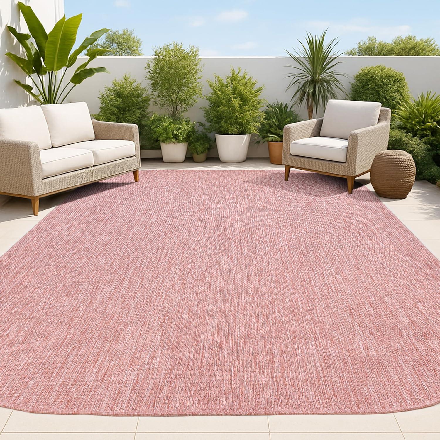 imageJONATHAN Y Radius Corner Solid Indoor Outdoor Runner Rug 2X8 Light Rose Miles Modern Minimalist for Backyard Patio Porch EasyCleaning High Traffic PetFriendly NonShedding SHP100E28Light Rose