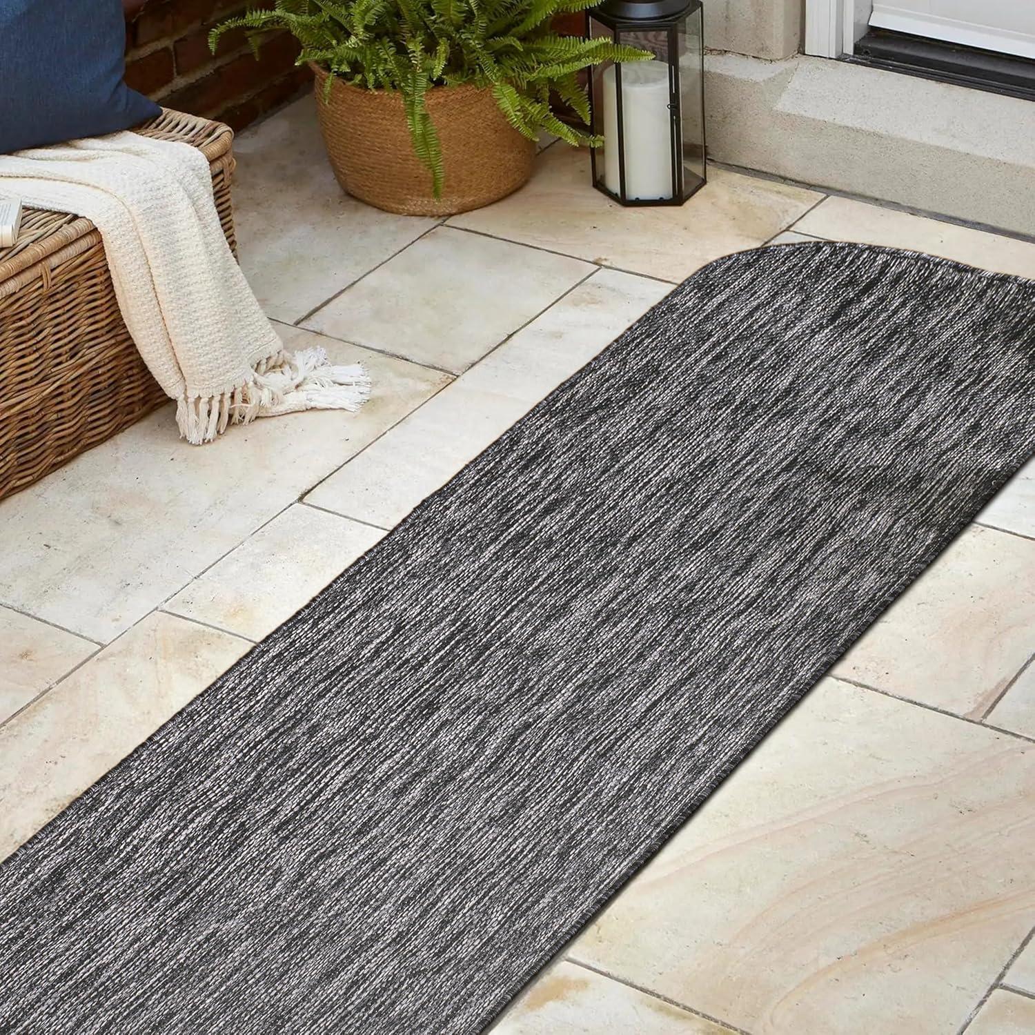 imageJONATHAN Y Radius Corner Solid Indoor Outdoor Runner Rug 2X8 Light Rose Miles Modern Minimalist for Backyard Patio Porch EasyCleaning High Traffic PetFriendly NonShedding SHP100E28Dark Gray