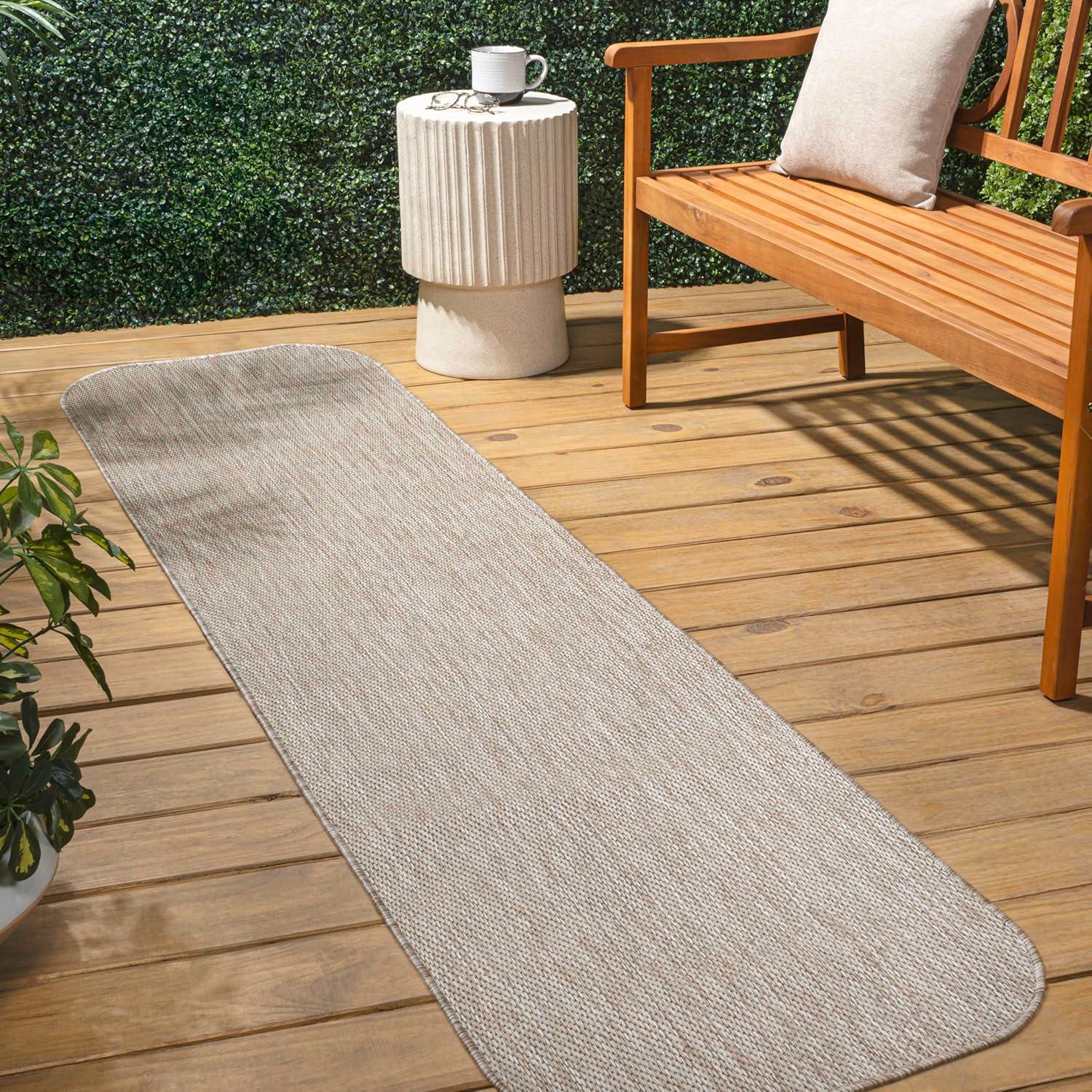 imageJONATHAN Y Radius Corner Solid Indoor Outdoor Runner Rug 2X8 Light Rose Miles Modern Minimalist for Backyard Patio Porch EasyCleaning High Traffic PetFriendly NonShedding SHP100E28Beige