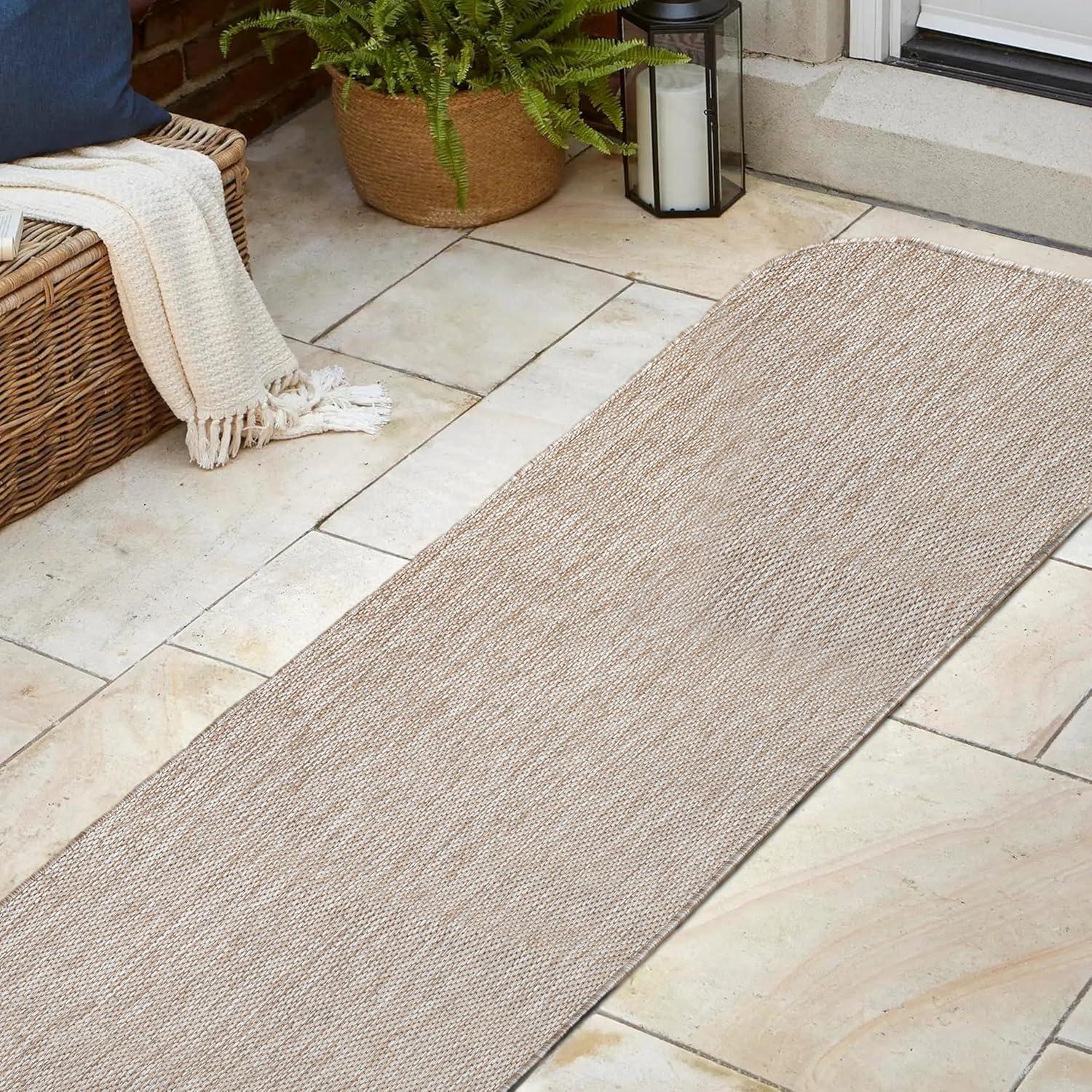imageJONATHAN Y Radius Corner Solid Indoor Outdoor Runner Rug 2X8 Light Rose Miles Modern Minimalist for Backyard Patio Porch EasyCleaning High Traffic PetFriendly NonShedding SHP100E28Beige