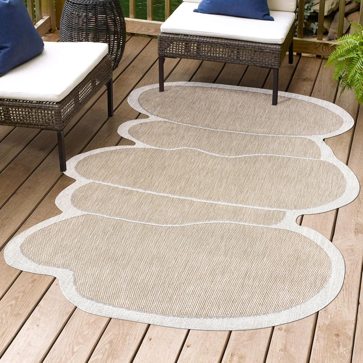imageJONATHAN Y Rustic Abstract Indoor Outdoor Area Rug 5X8 Light BrownBeige Jasper Modern for Backyard Patio Porch EasyCleaning High Traffic PetFriendly NonShedding SHP101D5BeigeCream