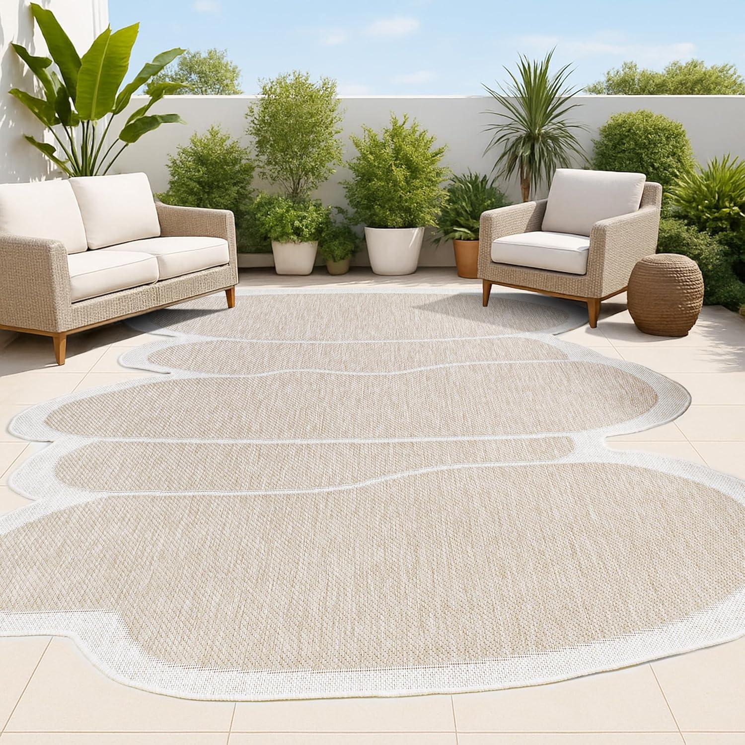 imageJONATHAN Y Rustic Abstract Indoor Outdoor Area Rug 5X8 Light BrownBeige Jasper Modern for Backyard Patio Porch EasyCleaning High Traffic PetFriendly NonShedding SHP101D5BeigeCream
