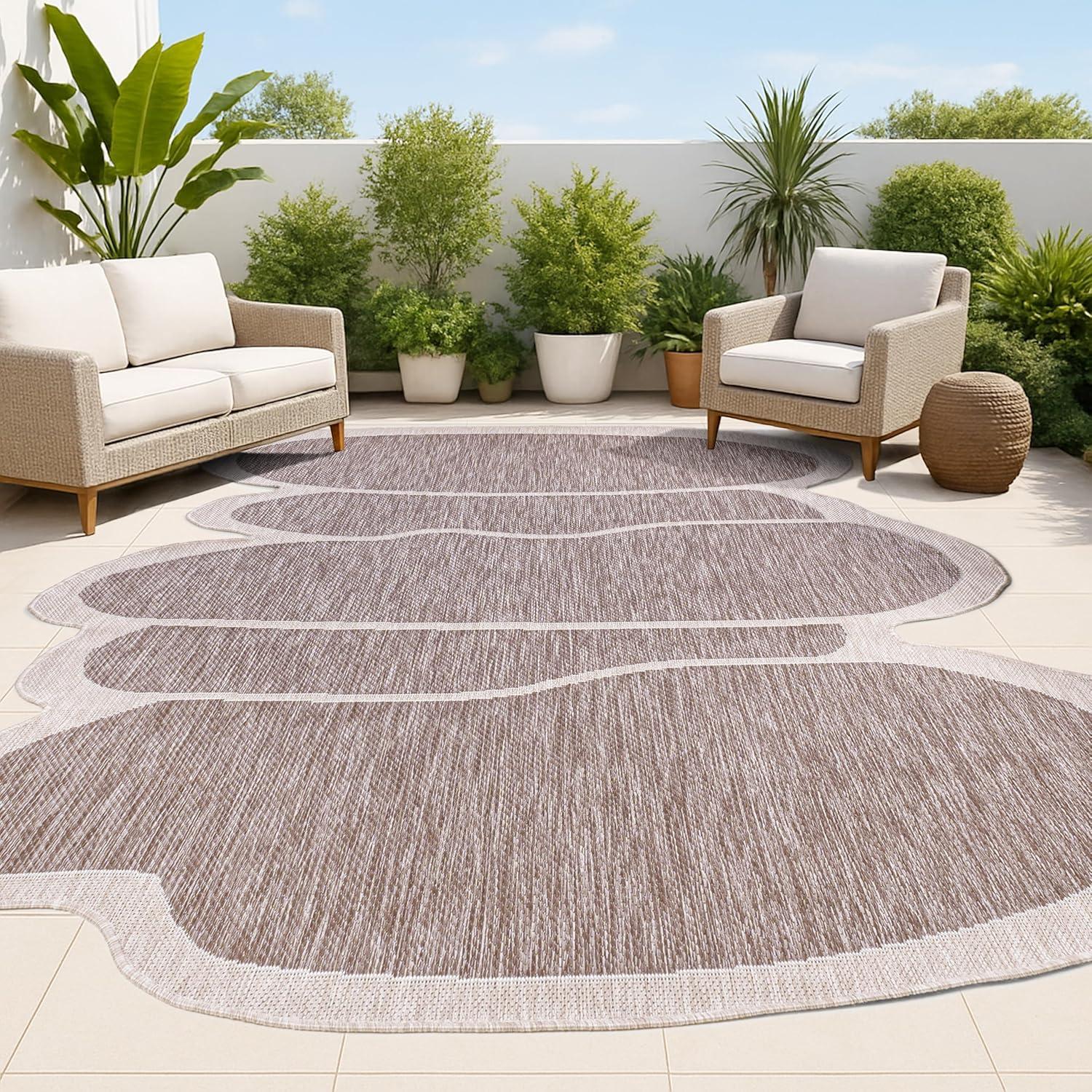 imageJONATHAN Y Rustic Abstract Indoor Outdoor Area Rug 5X8 Light BrownBeige Jasper Modern for Backyard Patio Porch EasyCleaning High Traffic PetFriendly NonShedding SHP101D5Light BrownBeige