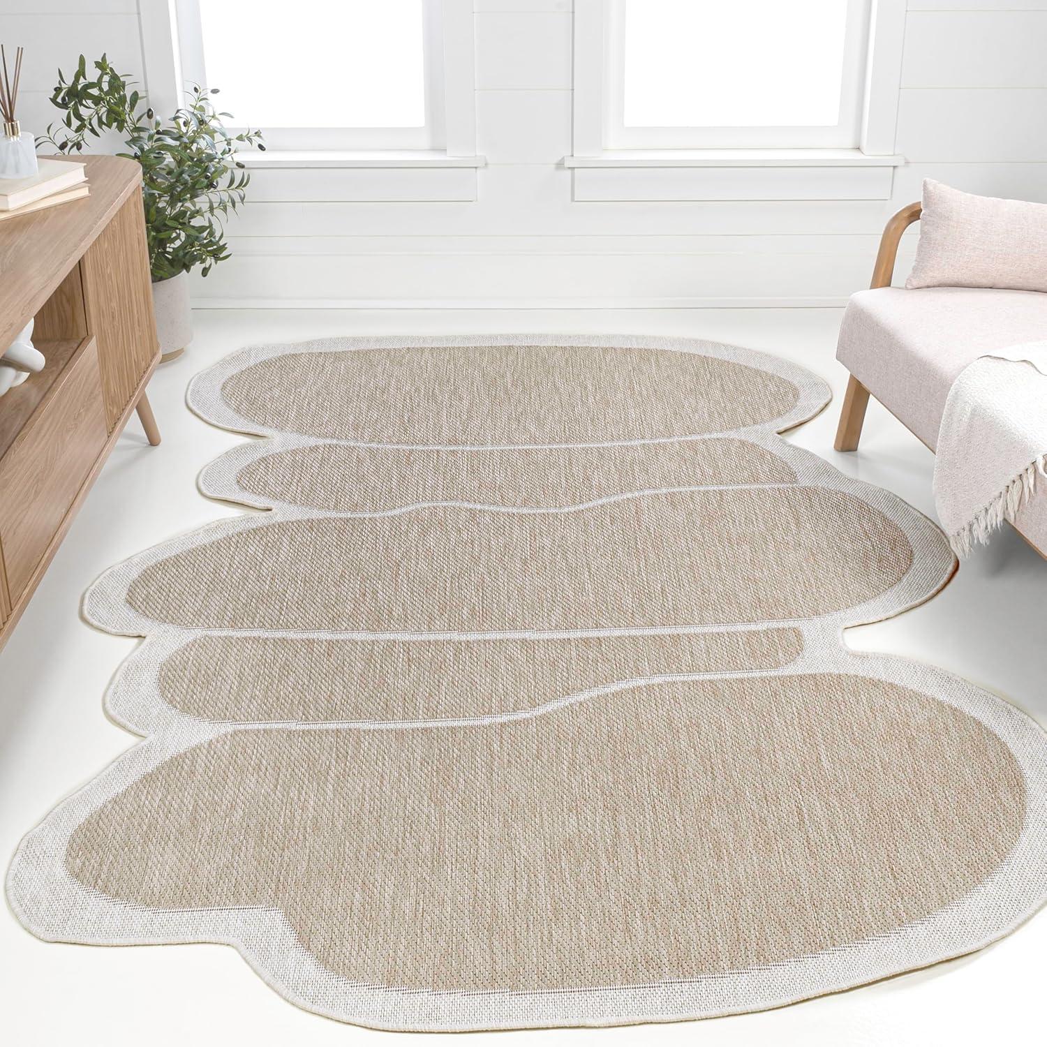 imageJONATHAN Y Rustic Abstract Indoor Outdoor Area Rug 5X8 Light BrownBeige Jasper Modern for Backyard Patio Porch EasyCleaning High Traffic PetFriendly NonShedding SHP101D5BeigeCream