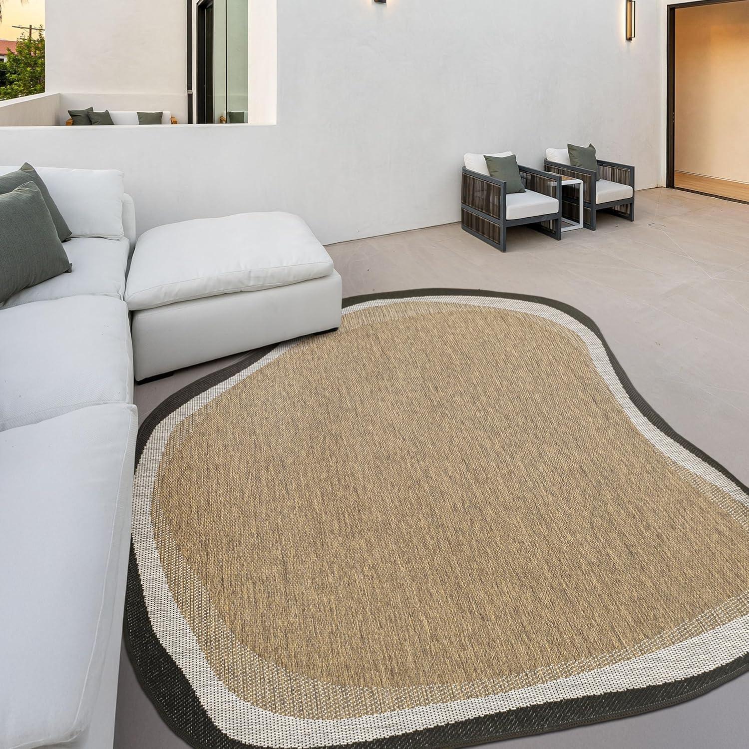 imageJONATHAN Y Rustic Abstract Indoor Outdoor Area Rug 8X10 CreamNavy Wyatt Modern for Backyard Patio Porch EasyCleaning High Traffic PetFriendly NonShedding SHP200D8BrownBlack