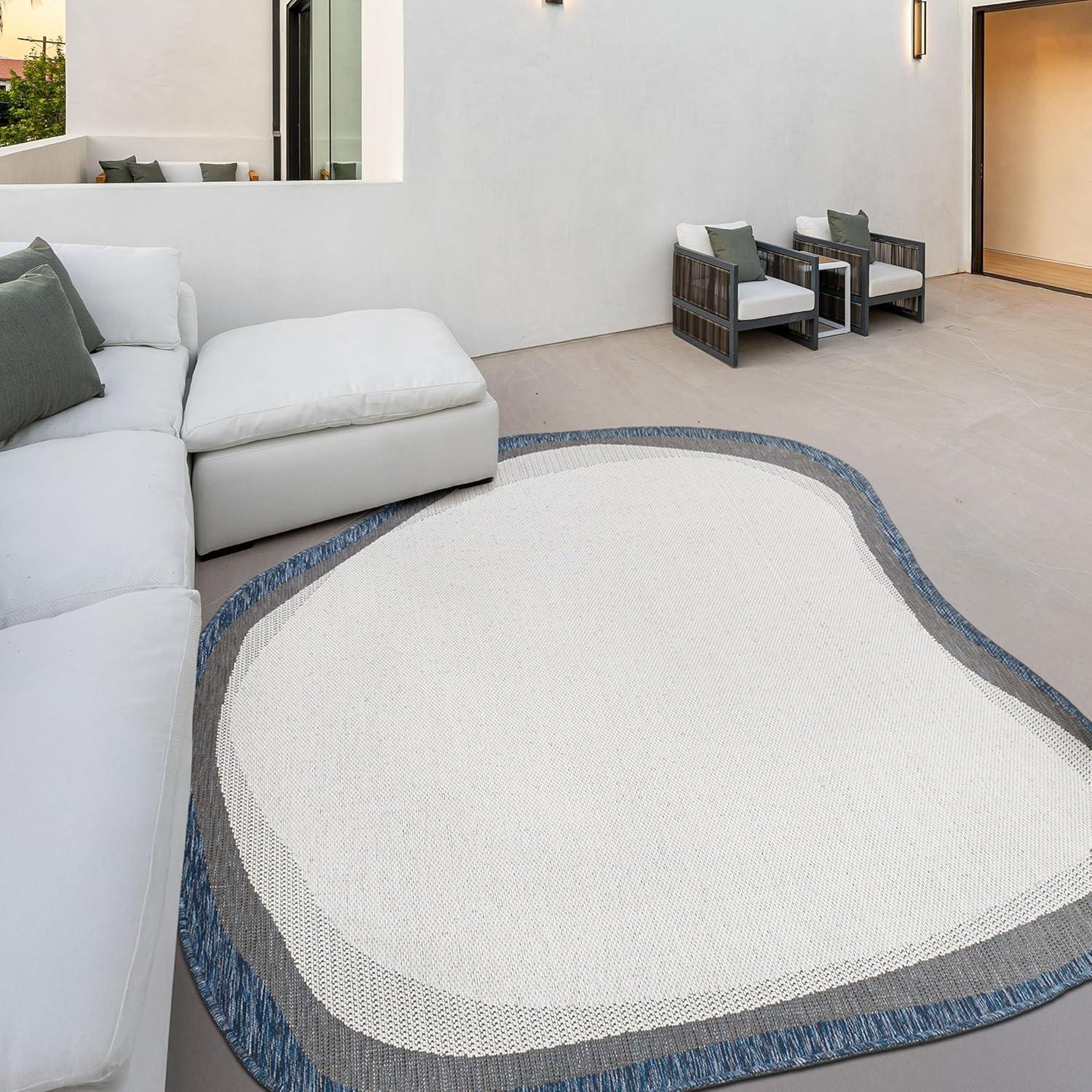 imageJONATHAN Y Rustic Abstract Indoor Outdoor Area Rug 8X10 CreamNavy Wyatt Modern for Backyard Patio Porch EasyCleaning High Traffic PetFriendly NonShedding SHP200D8CreamNavy