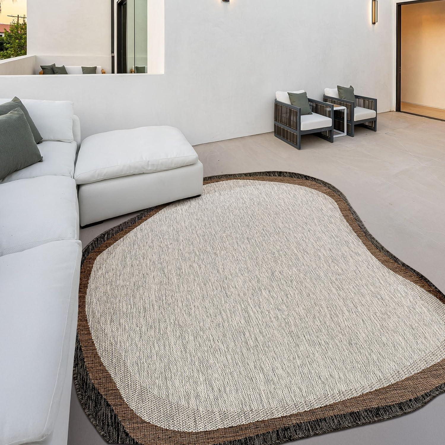 imageJONATHAN Y Rustic Abstract Indoor Outdoor Area Rug 8X10 CreamNavy Wyatt Modern for Backyard Patio Porch EasyCleaning High Traffic PetFriendly NonShedding SHP200D8GrayBlack