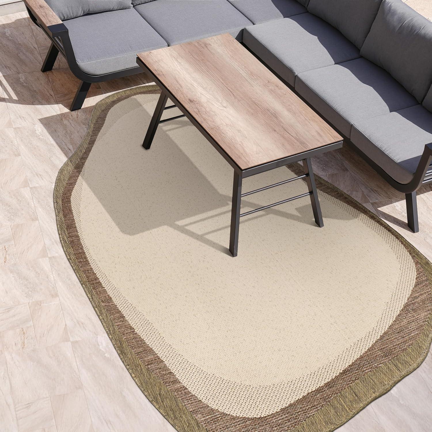 imageJONATHAN Y Rustic Abstract Indoor Outdoor Area Rug 8X10 CreamNavy Wyatt Modern for Backyard Patio Porch EasyCleaning High Traffic PetFriendly NonShedding SHP200D8BeigeBrown