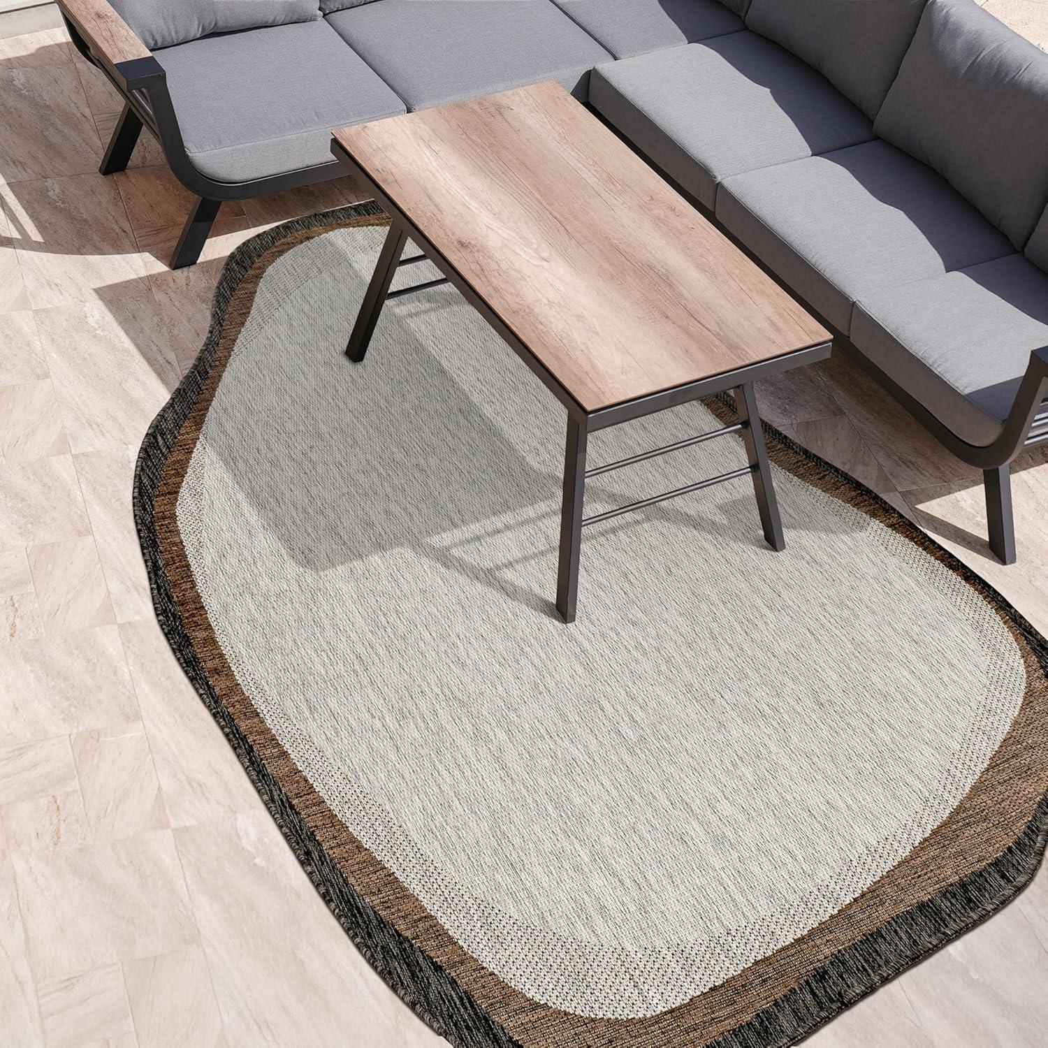 imageJONATHAN Y Rustic Abstract Indoor Outdoor Area Rug 8X10 CreamNavy Wyatt Modern for Backyard Patio Porch EasyCleaning High Traffic PetFriendly NonShedding SHP200D8GrayBlack