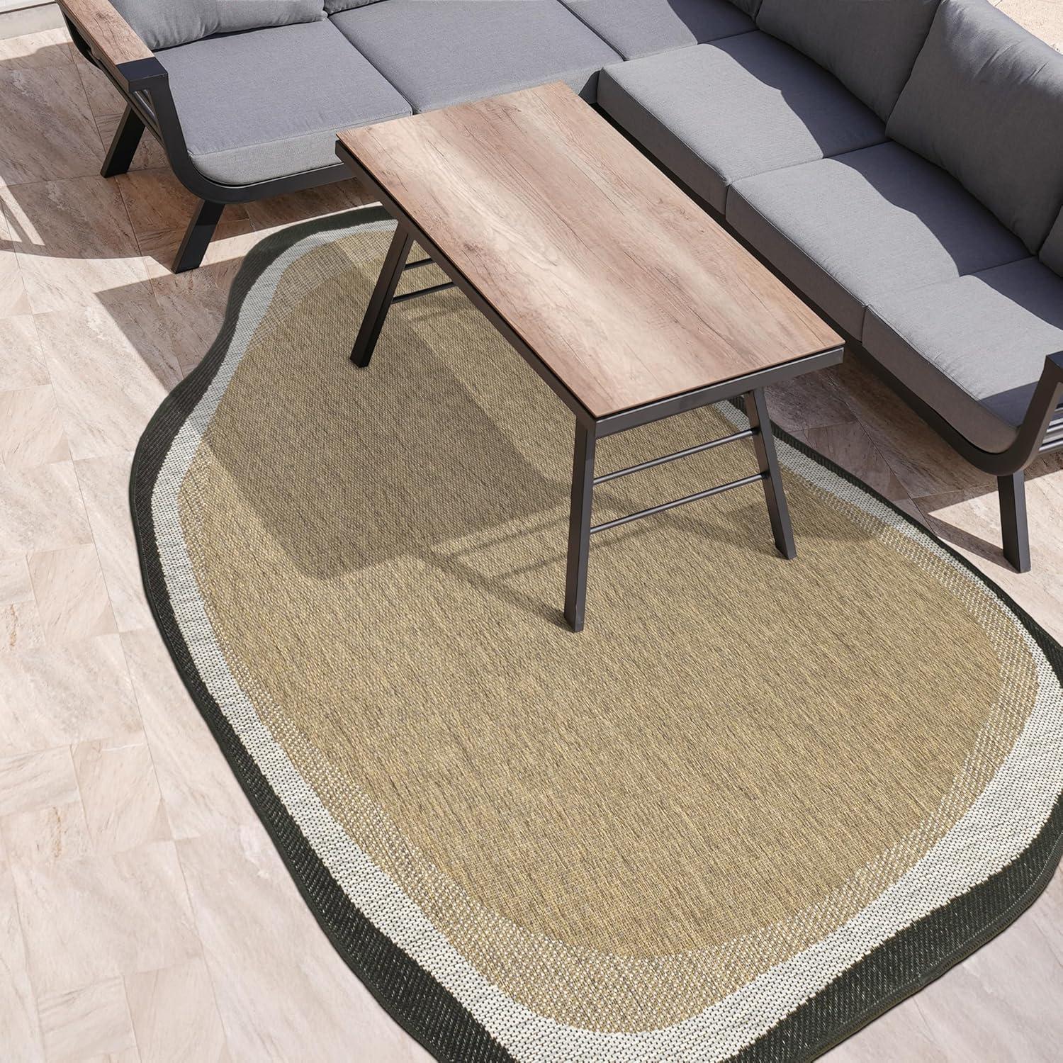 imageJONATHAN Y Rustic Abstract Indoor Outdoor Area Rug 8X10 CreamNavy Wyatt Modern for Backyard Patio Porch EasyCleaning High Traffic PetFriendly NonShedding SHP200D8BrownBlack
