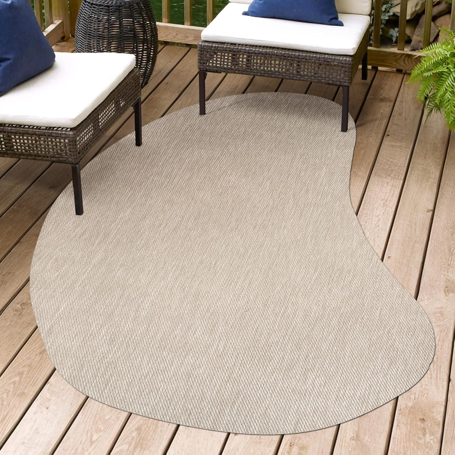 imageJONATHAN Y Rustic Organic Curve Indoor Outdoor Area Rug 8X10 Brown Evan Modern for Backyard Patio Porch EasyCleaning High Traffic PetFriendly NonShedding SHP102E8Beige