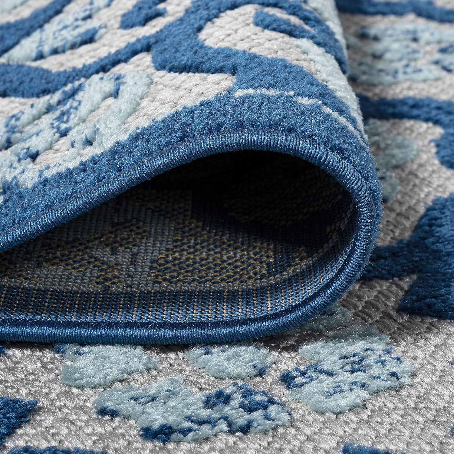 imageJONATHAN Y Tile Trellis Indoor Outdoor Runner Rug 2X8 Light GrayBlue Gallia HighLow for Backyard Patio Porch EasyCleaning High Traffic PetFriendly NonShedding AMC107B28Light GrayBlue