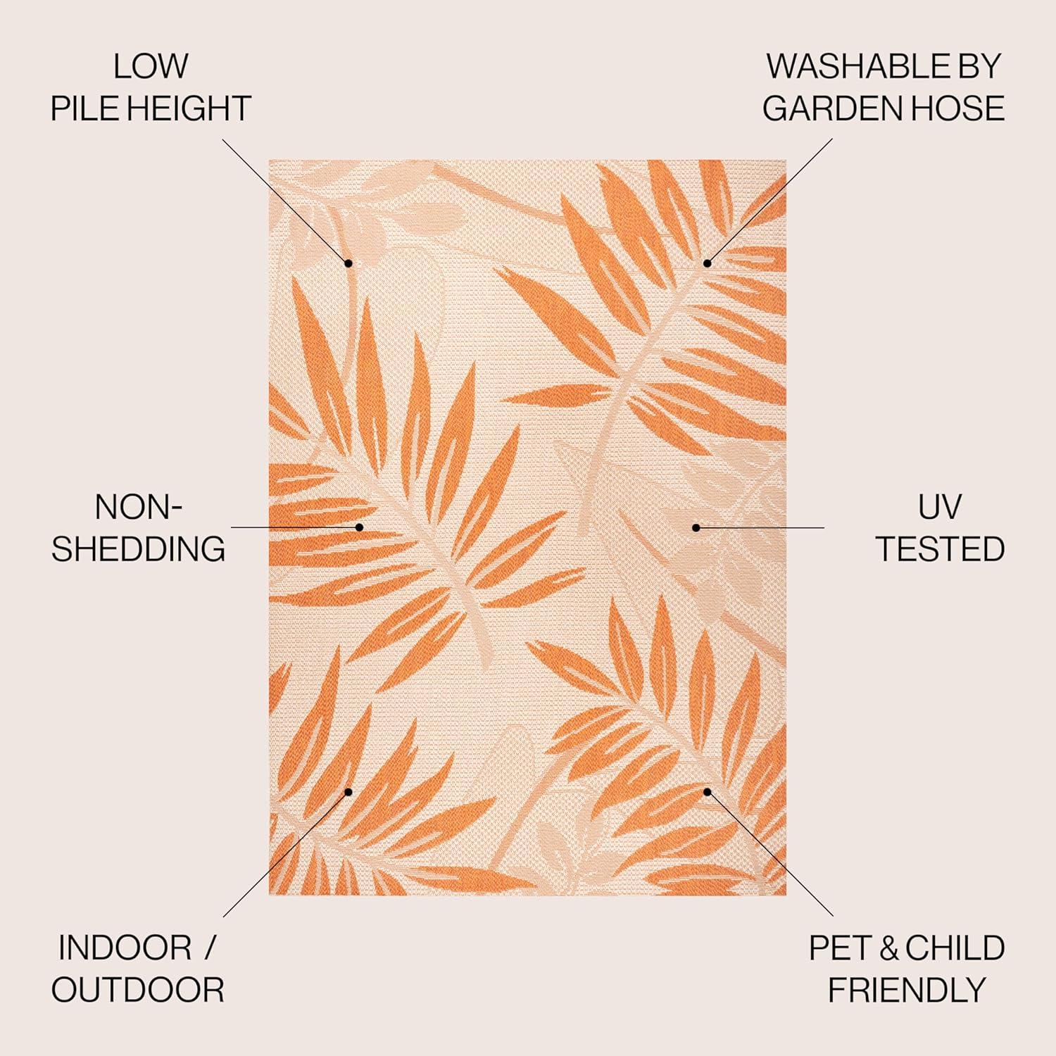 imageJONATHAN Y Tropical Palm Leaf Indoor Outdoor Runner Rug 2X8 CreamOrange Havana for Backyard Patio Porch EasyCleaning High Traffic PetFriendly NonShedding SMB208A28CreamOrange