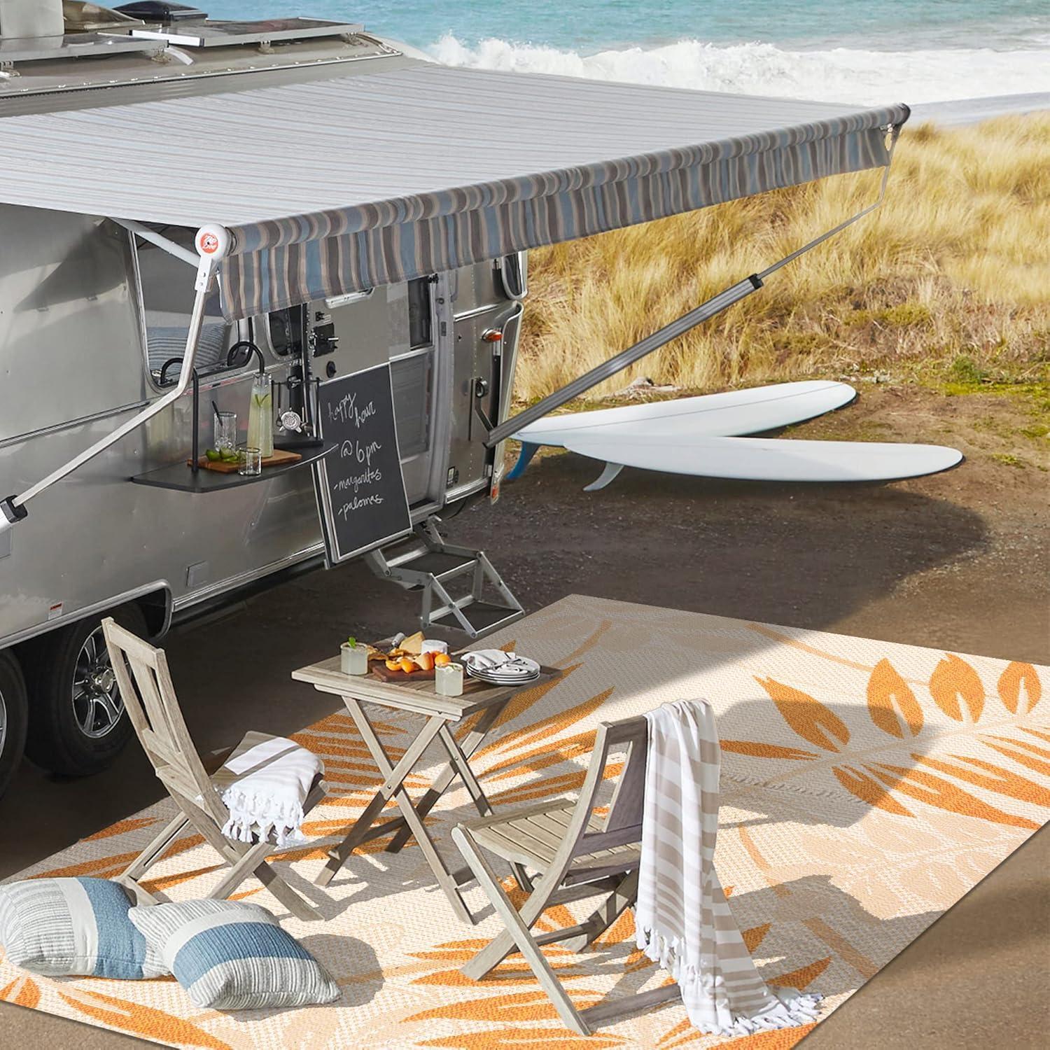 imageJONATHAN Y Tropical Palm Leaf Indoor Outdoor Runner Rug 2X8 CreamOrange Havana for Backyard Patio Porch EasyCleaning High Traffic PetFriendly NonShedding SMB208A28CreamOrange