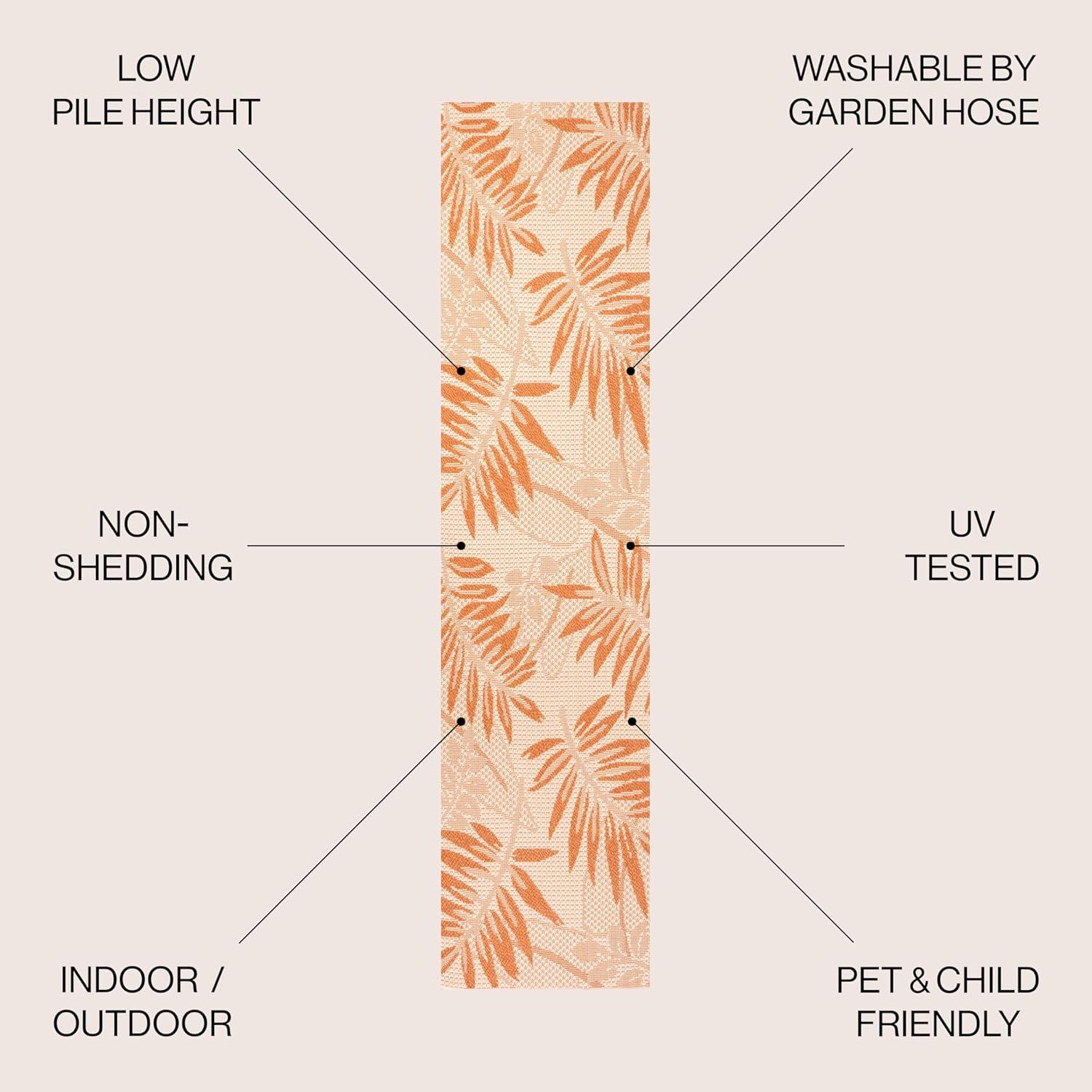 imageJONATHAN Y Tropical Palm Leaf Indoor Outdoor Runner Rug 2X8 CreamOrange Havana for Backyard Patio Porch EasyCleaning High Traffic PetFriendly NonShedding SMB208A28CreamOrange