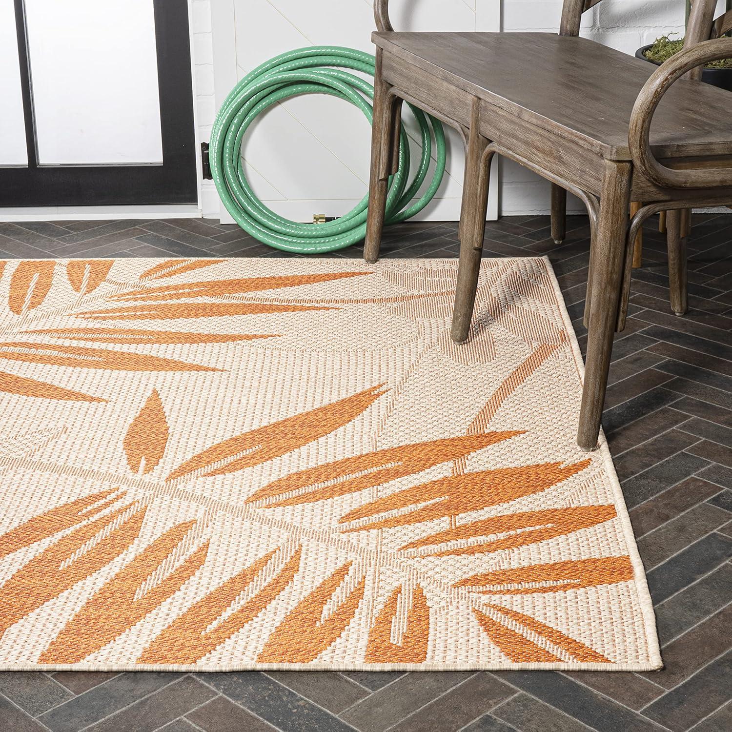 imageJONATHAN Y Tropical Palm Leaf Indoor Outdoor Runner Rug 2X8 CreamOrange Havana for Backyard Patio Porch EasyCleaning High Traffic PetFriendly NonShedding SMB208A28CreamOrange