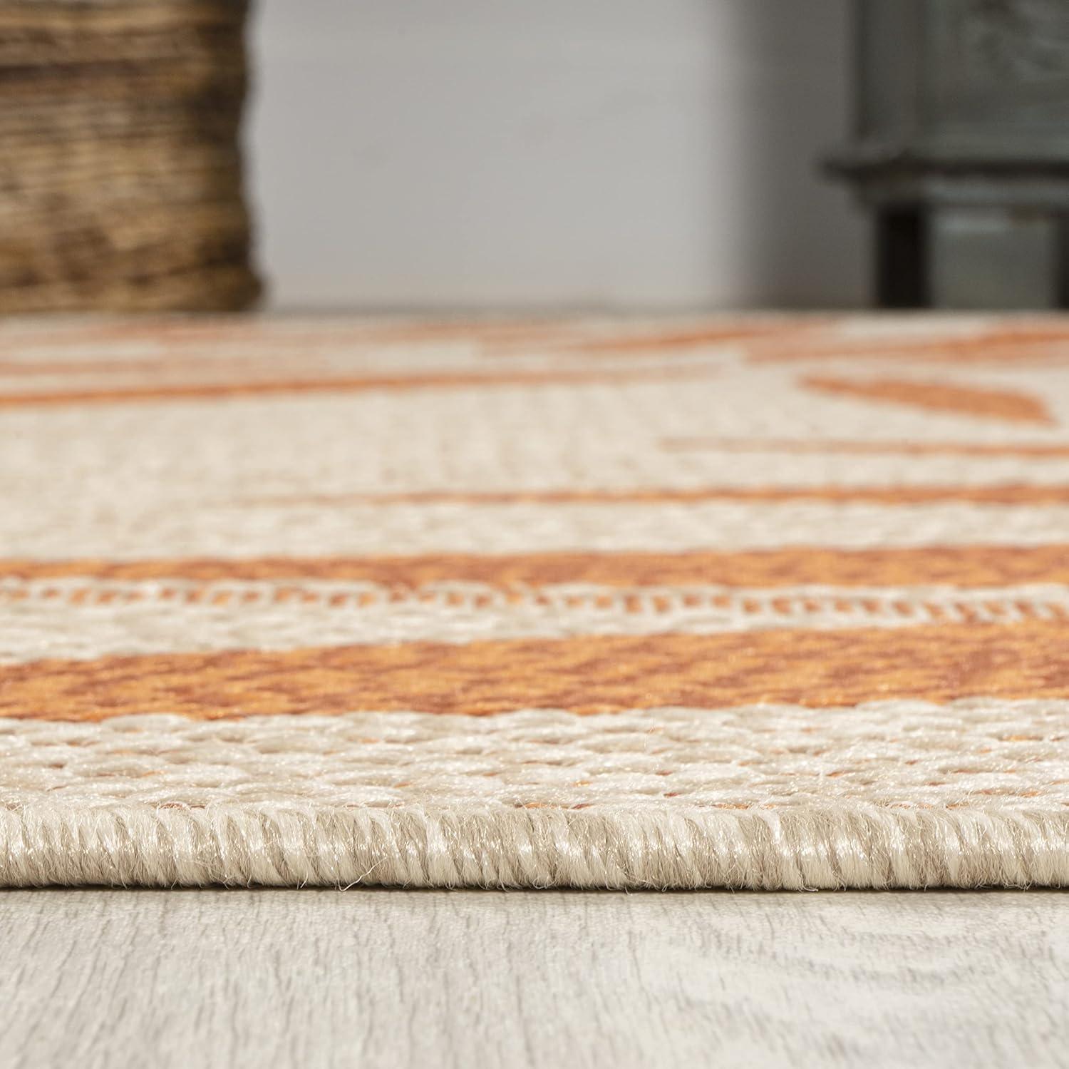 imageJONATHAN Y Tropical Palm Leaf Indoor Outdoor Runner Rug 2X8 CreamOrange Havana for Backyard Patio Porch EasyCleaning High Traffic PetFriendly NonShedding SMB208A28CreamOrange