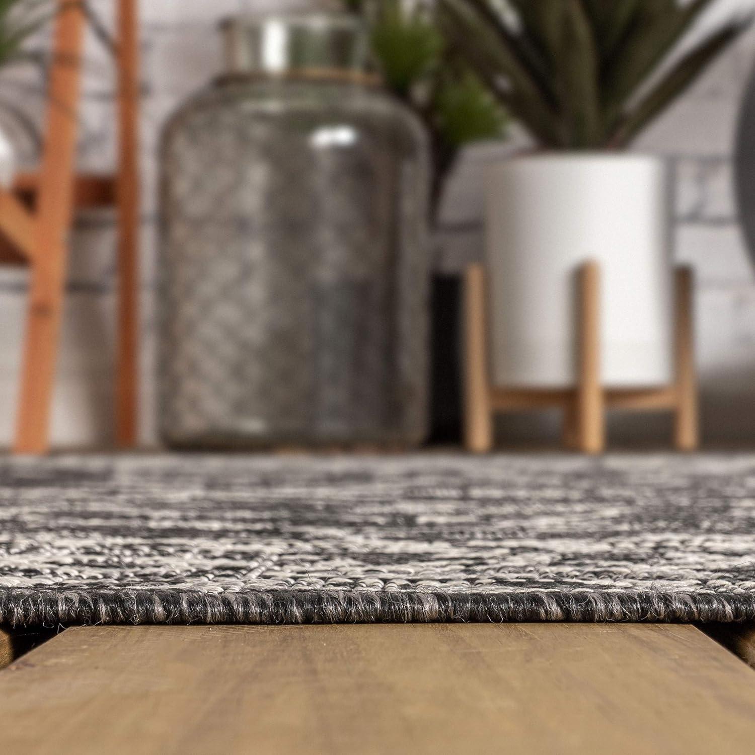 imageJONATHAN Y Vine ampamp Border Indoor Outdoor Runner Rug 2X8 NavyGray Palazzo Textured Weave for Backyard Patio Porch EasyCleaning High Traffic PetFriendly NonShedding SMB103A28BlackGray