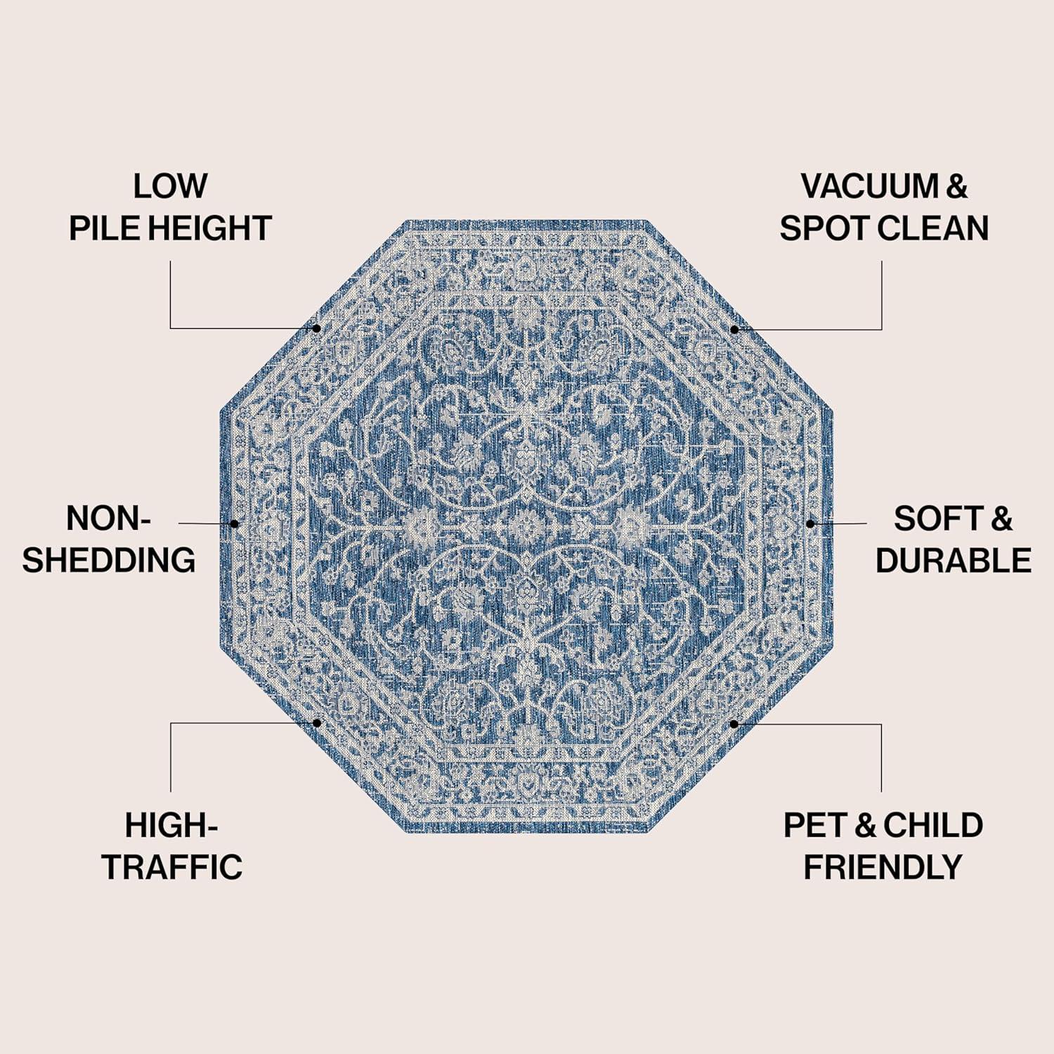 imageJONATHAN Y Vine ampamp Border Indoor Outdoor Runner Rug 2X8 NavyGray Palazzo Textured Weave for Backyard Patio Porch EasyCleaning High Traffic PetFriendly NonShedding SMB103A28NavyGray