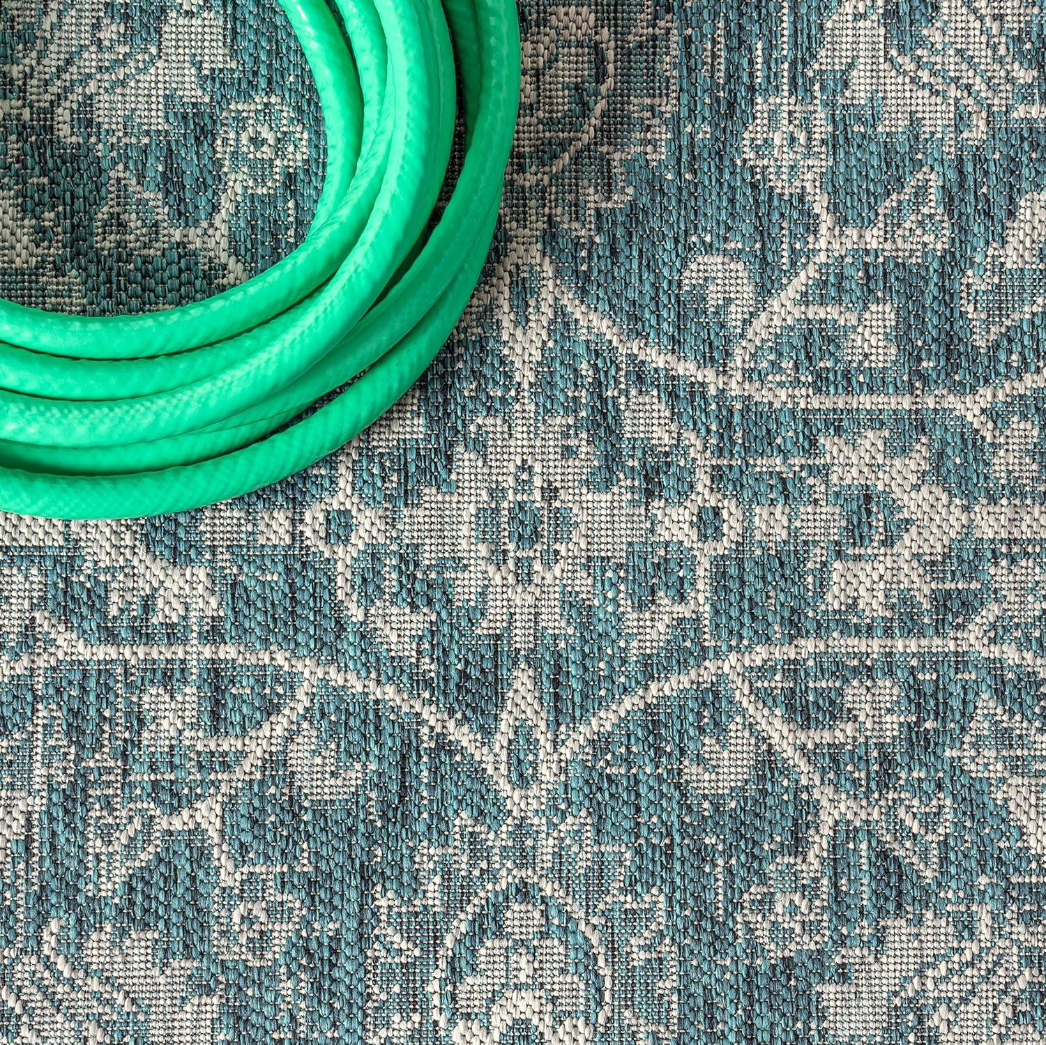 imageJONATHAN Y Vine ampamp Border Indoor Outdoor Runner Rug 2X8 NavyGray Palazzo Textured Weave for Backyard Patio Porch EasyCleaning High Traffic PetFriendly NonShedding SMB103A28TealGray