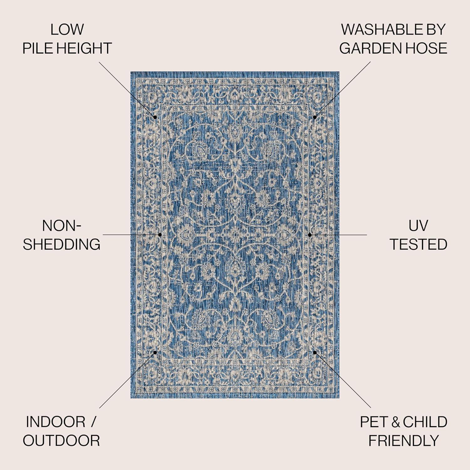 imageJONATHAN Y Vine ampamp Border Indoor Outdoor Runner Rug 2X8 NavyGray Palazzo Textured Weave for Backyard Patio Porch EasyCleaning High Traffic PetFriendly NonShedding SMB103A28NavyGray