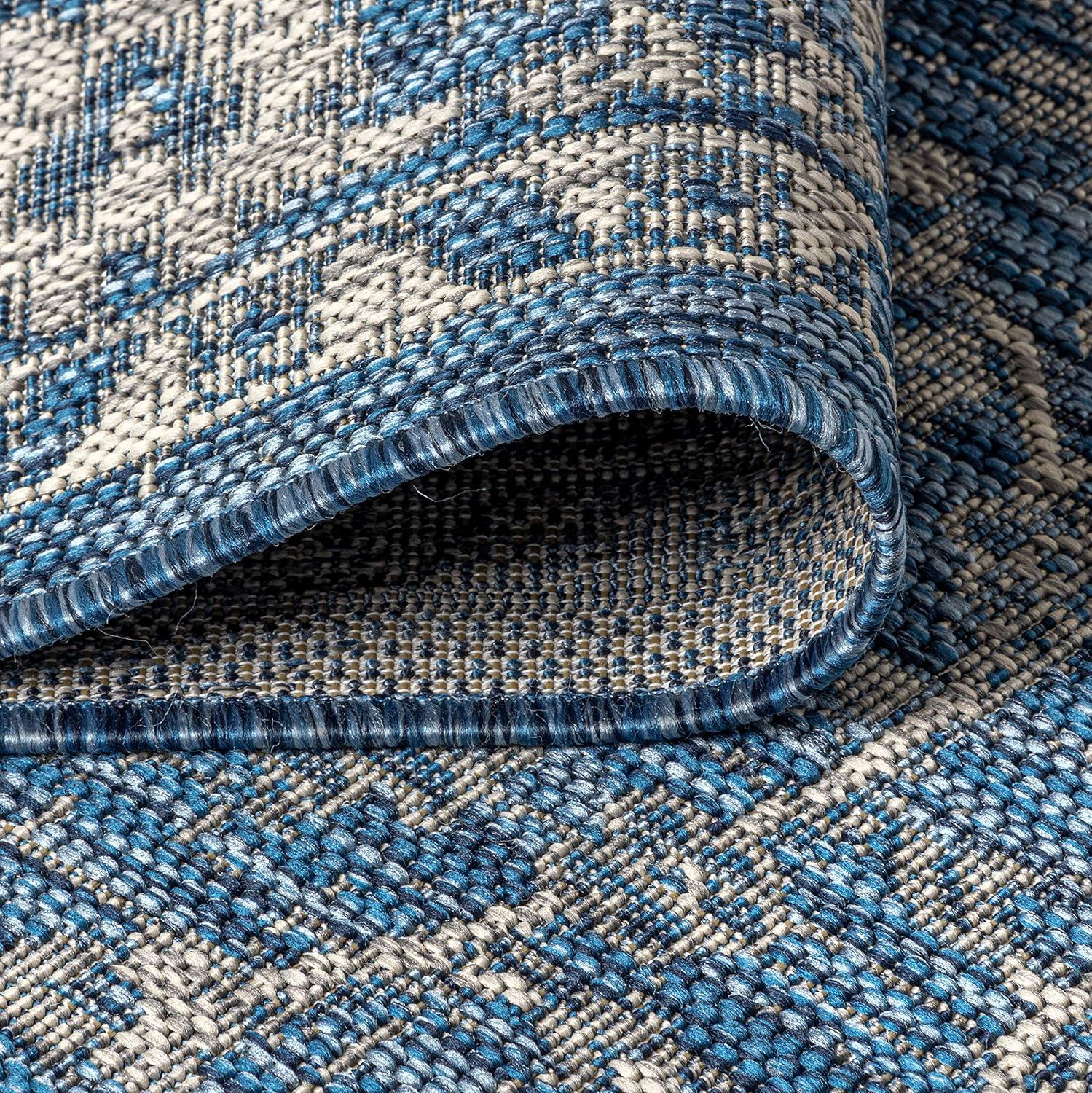 imageJONATHAN Y Vine ampamp Border Indoor Outdoor Runner Rug 2X8 NavyGray Palazzo Textured Weave for Backyard Patio Porch EasyCleaning High Traffic PetFriendly NonShedding SMB103A28NavyGray